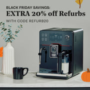 Gaggia Accademia on a countertop with promotional text for Black Friday savings.