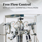 Closeup of a prosumer machine compatible with flow control advertising free flow control promotion.