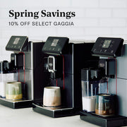 Gaggia Magenta Espresso machines with a 'Spring Savings' promotion on a white background.