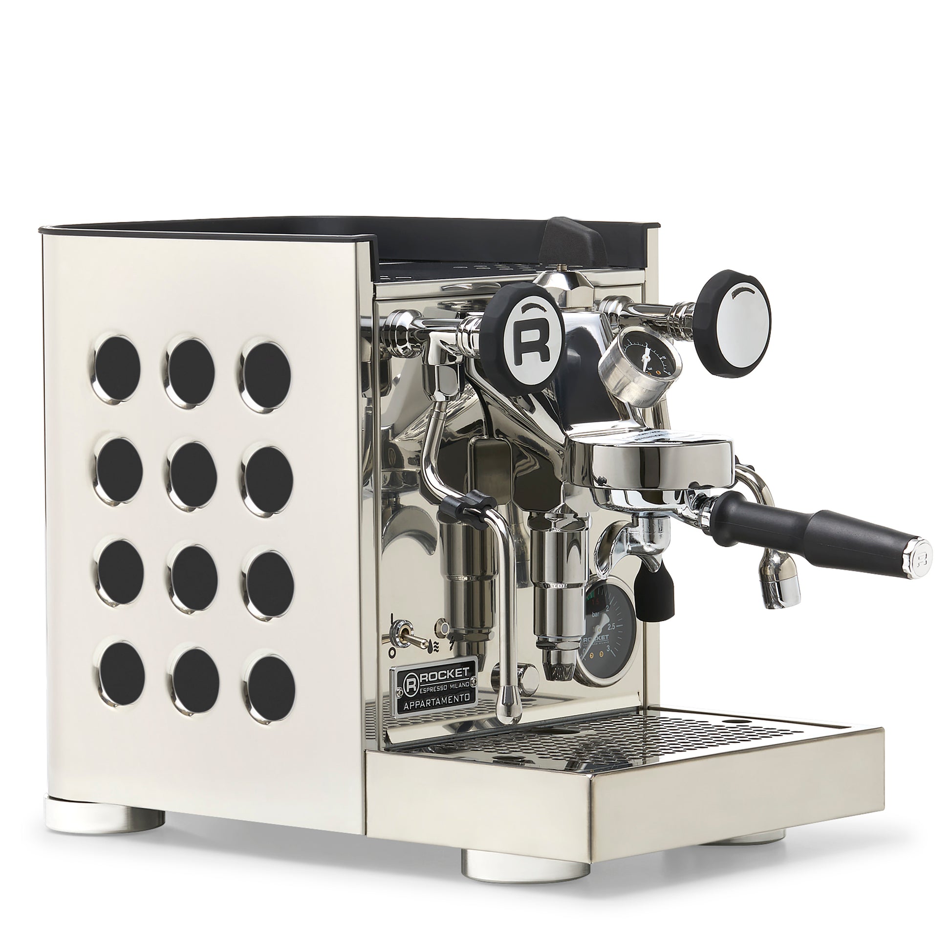 Rocket Espresso Appartamento TCA Espresso Machine - Stainless Steel with Black Stripe