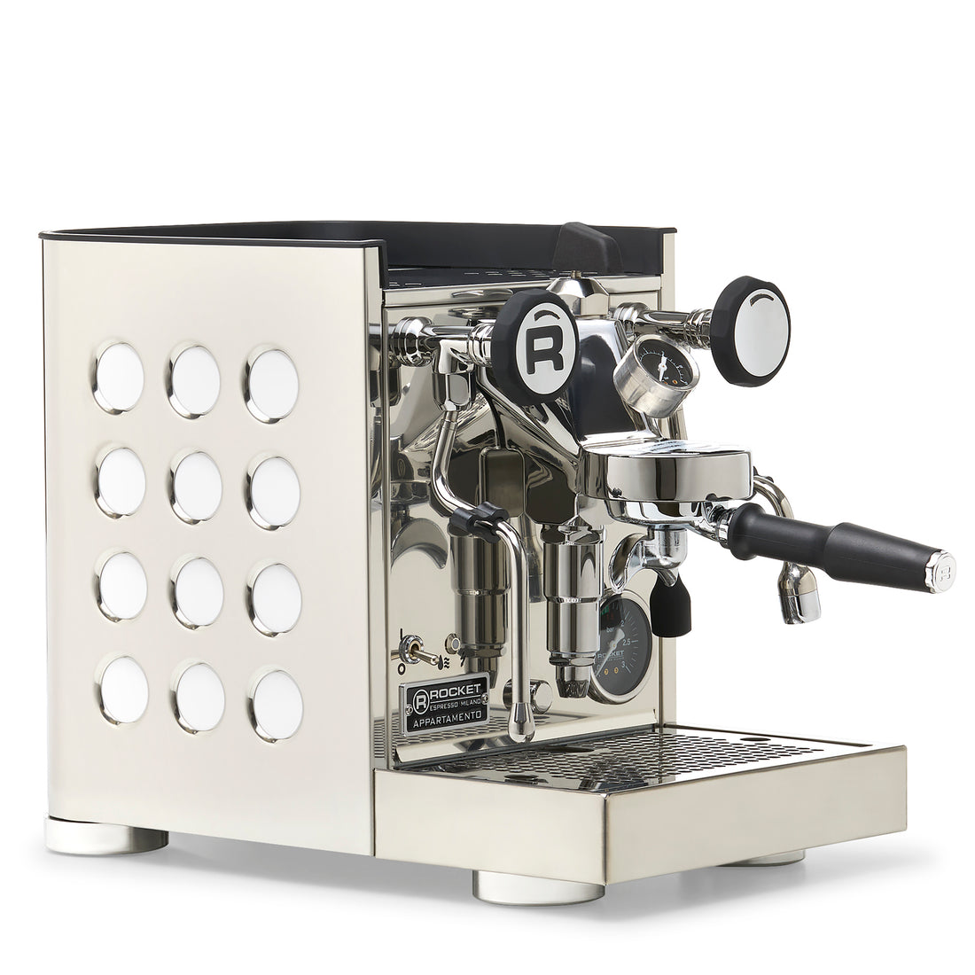 Rocket Espresso Appartamento TCA Espresso Machine - Stainless Steel with Black Stripe