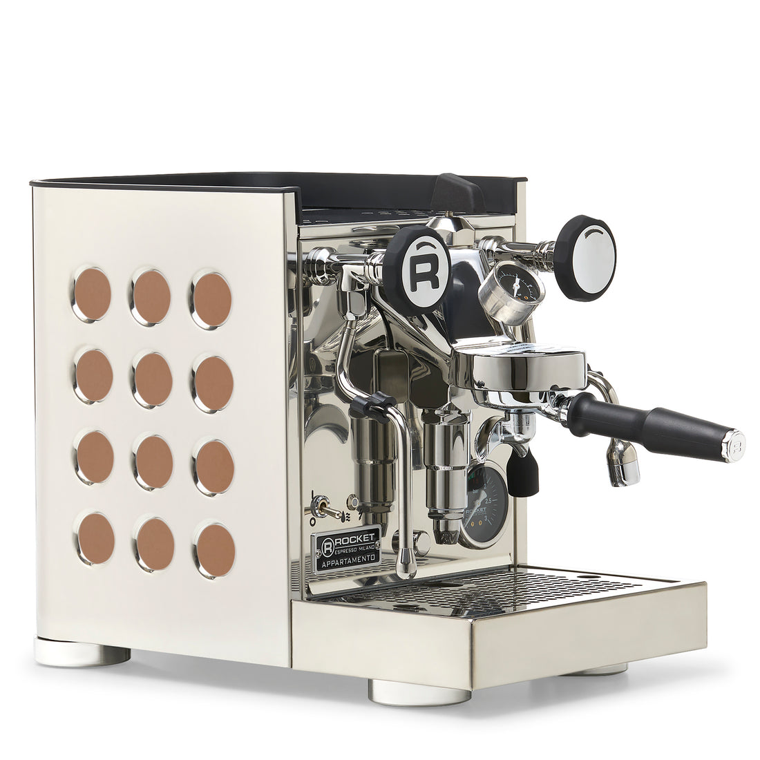 Rocket Espresso Appartamento TCA Espresso Machine - Stainless Steel with White Stripe