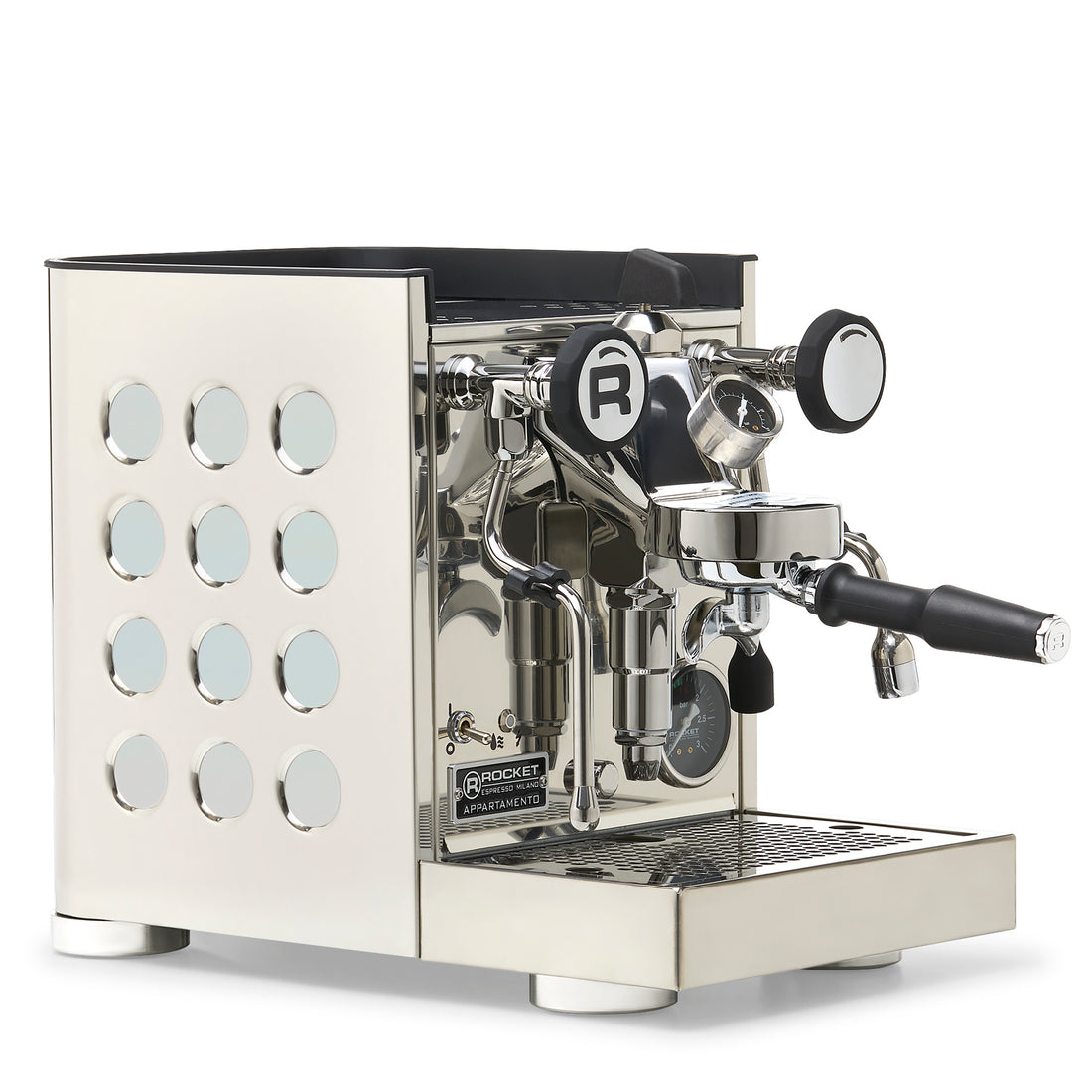 Rocket Espresso Appartamento TCA Espresso Machine - Stainless Steel with White Stripe