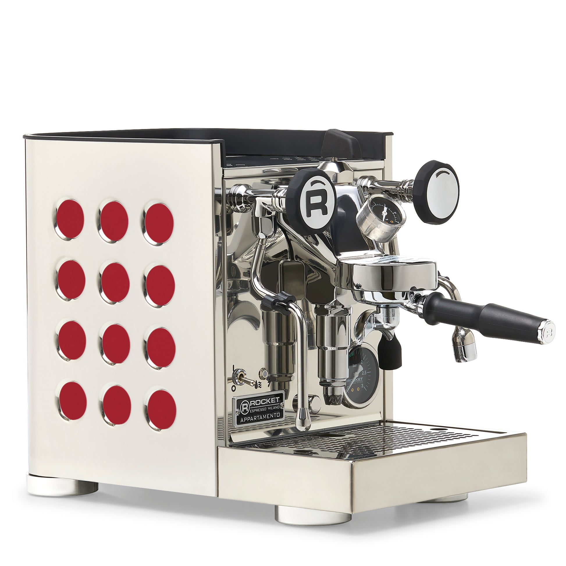 Rocket Espresso Appartamento TCA Espresso Machine - Stainless Steel with White Stripe