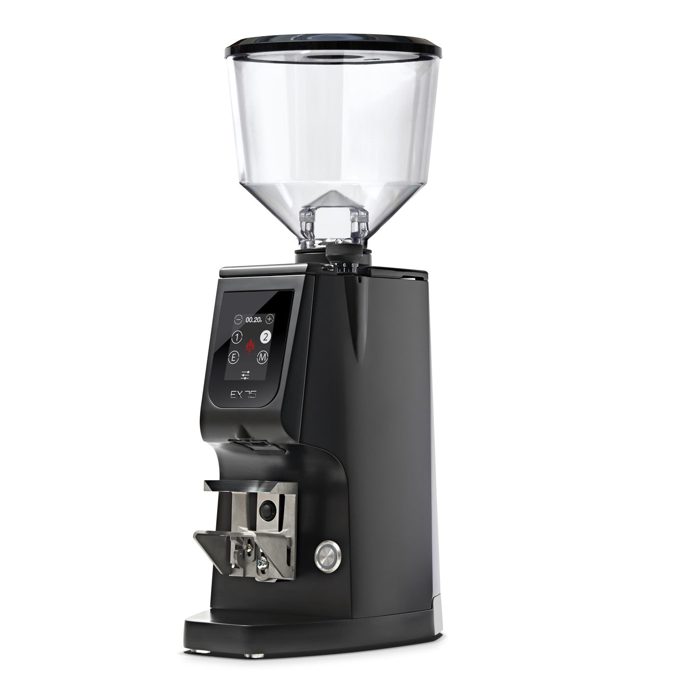 Matte black Eureka Atom Excellence 75 professional grinder