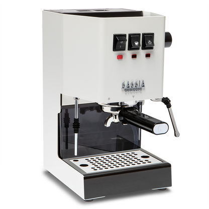 Gaggia Classic Pro E24 polar white front angle || Polar White