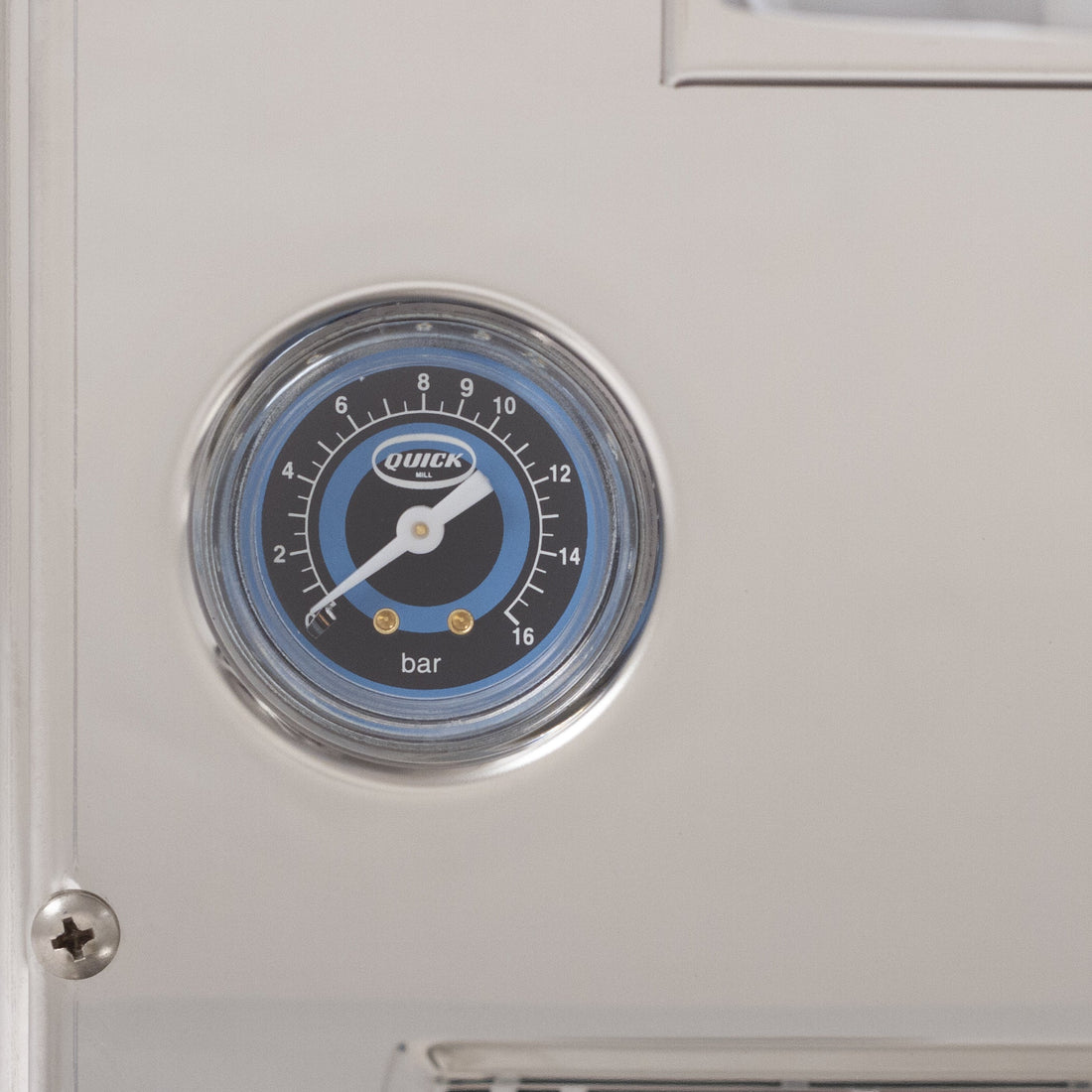 Custom blue pressure gauge exclusive to Whole Latte Love.