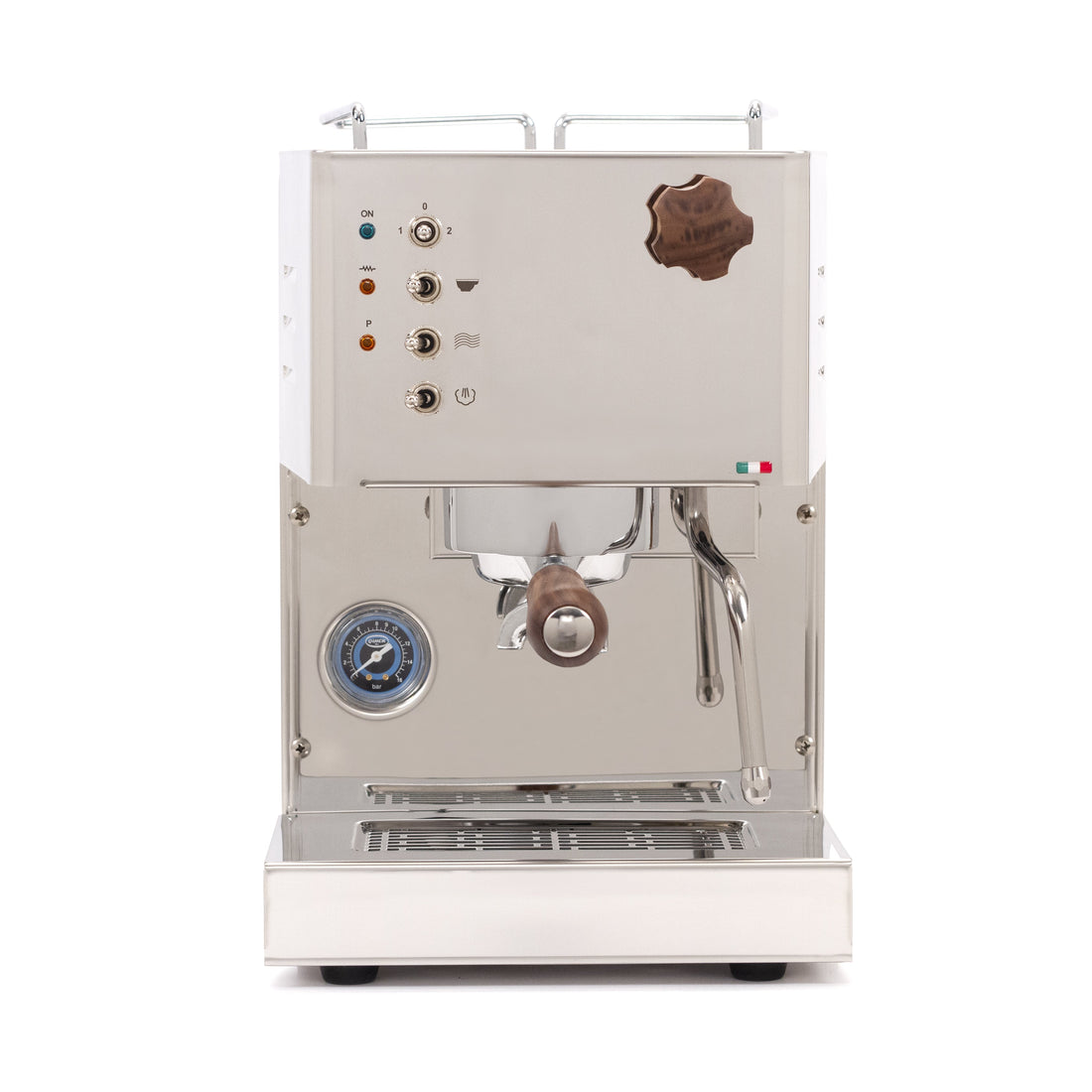 Quick Mill Pippa espresso machine from the front.