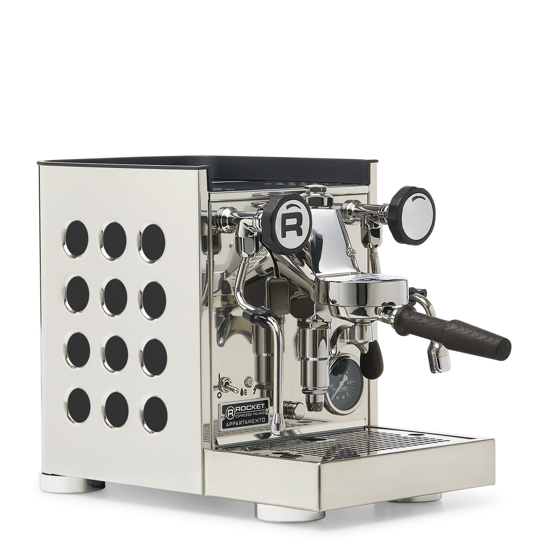Rocket Espresso Appartamento TCA Espresso Machine - Stainless Steel with Black Stripe
