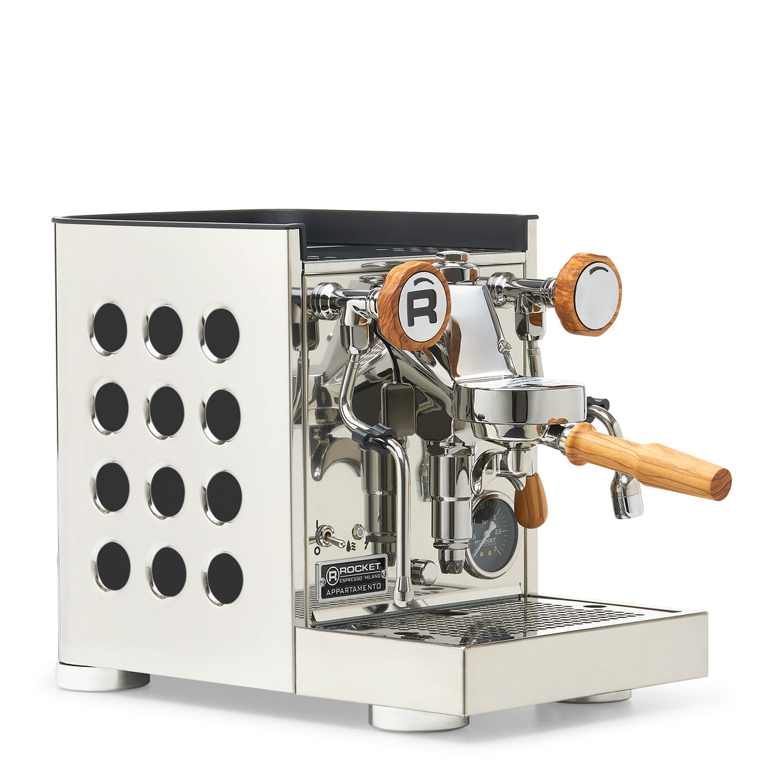 Rocket Espresso Appartamento TCA Espresso Machine - Stainless Steel with Black Stripe