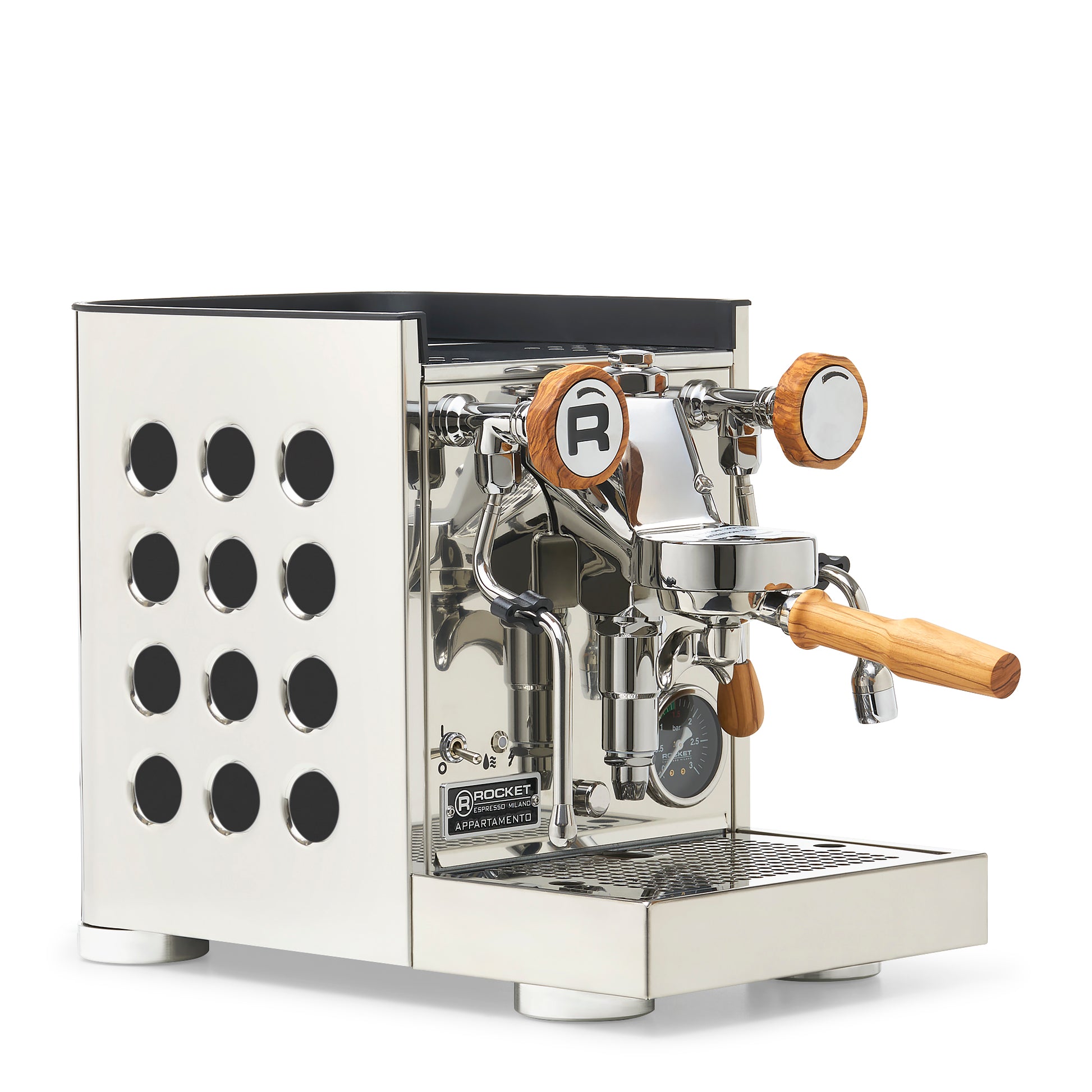 Rocket Espresso Appartamento TCA Espresso Machine - Stainless Steel with Black Stripe