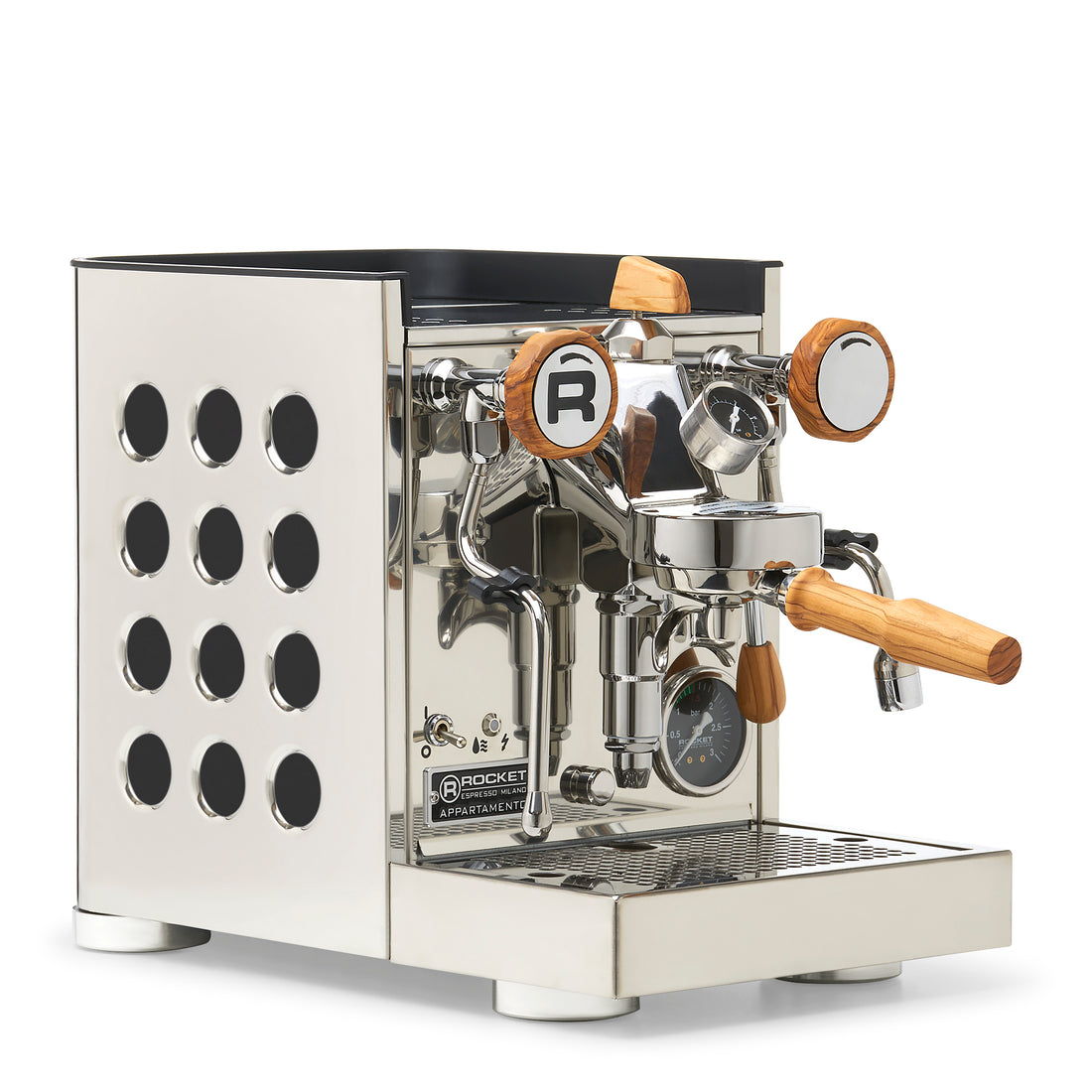 Rocket Espresso Appartamento TCA Espresso Machine - Stainless Steel with Black Stripe