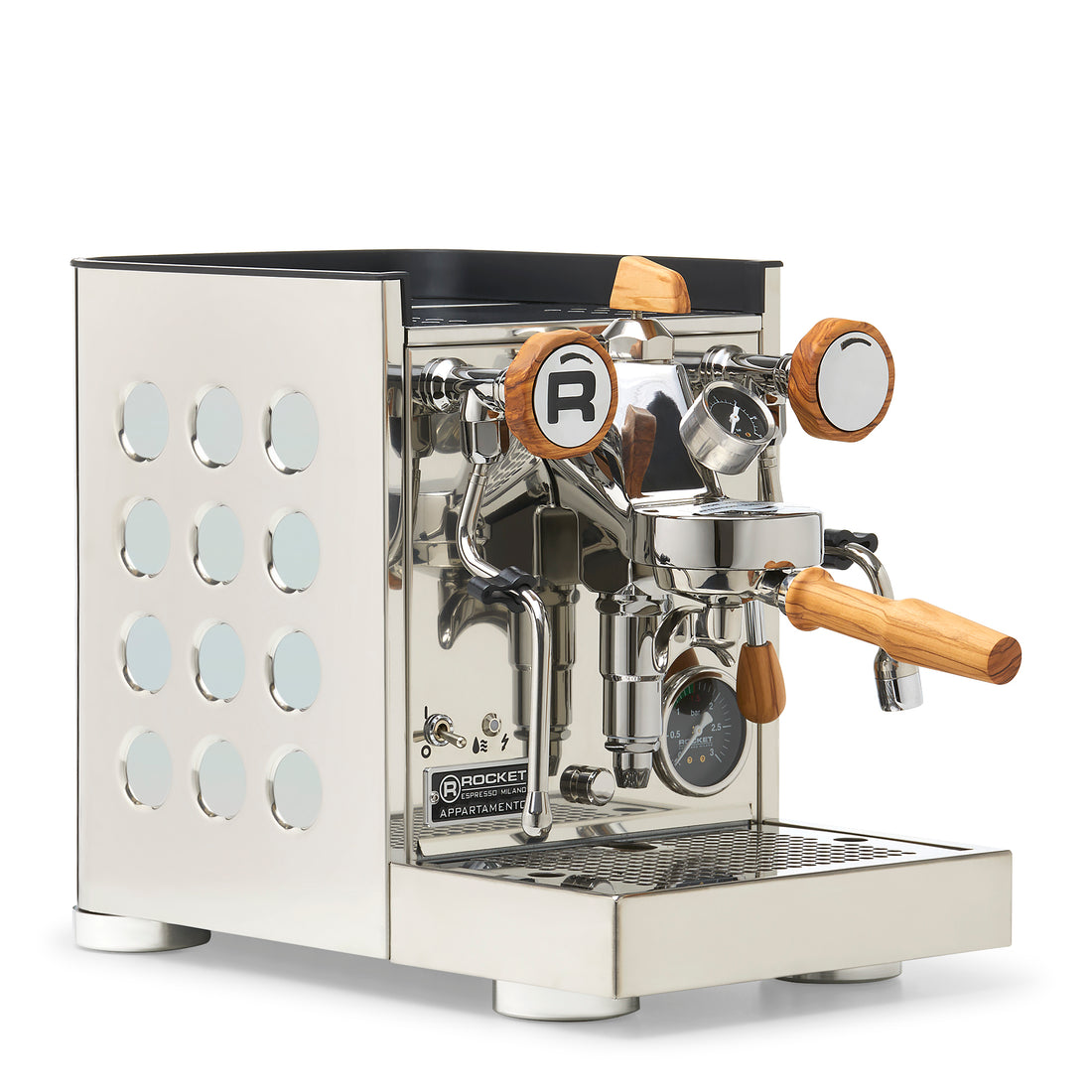 Rocket Espresso Appartamento TCA Espresso Machine - Stainless Steel with Black Stripe