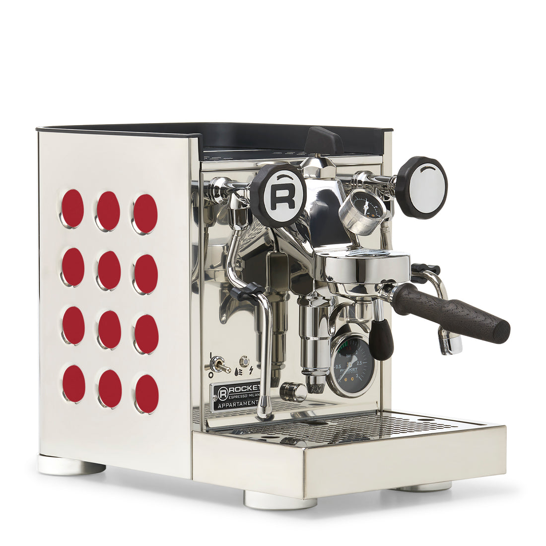 Rocket Espresso Appartamento TCA Espresso Machine - Stainless Steel with Black Stripe