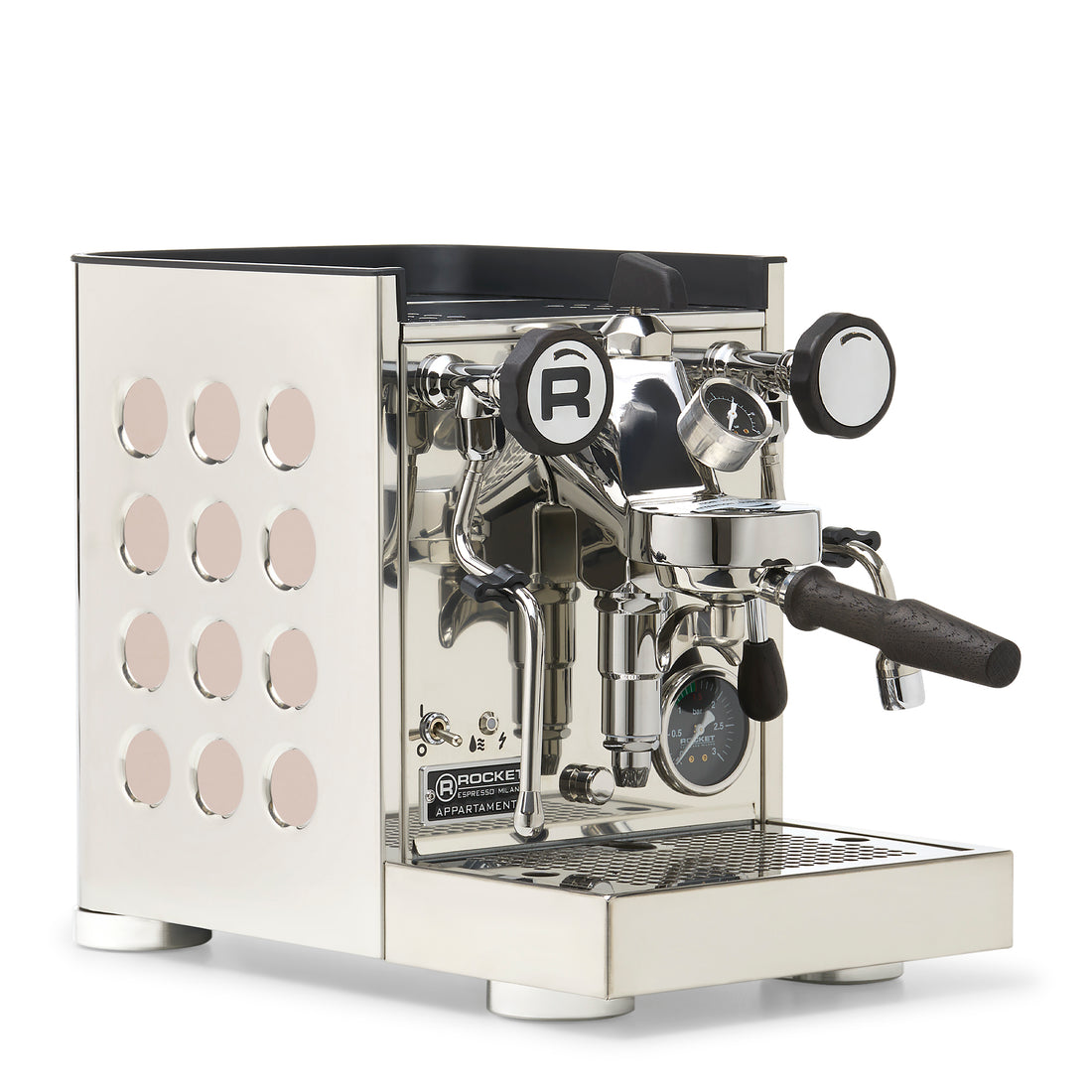 Rocket Espresso Appartamento TCA Espresso Machine - Stainless Steel with Black Stripe