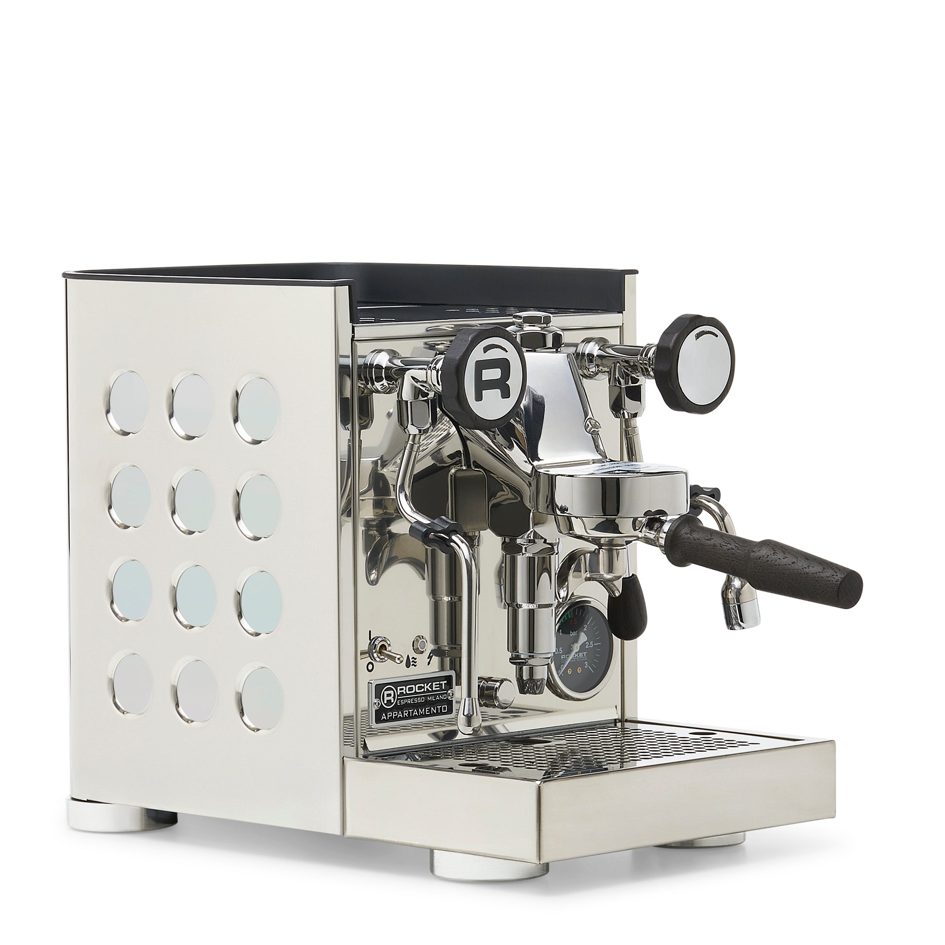 Rocket Espresso Appartamento TCA Espresso Machine - Stainless Steel with Black Stripe