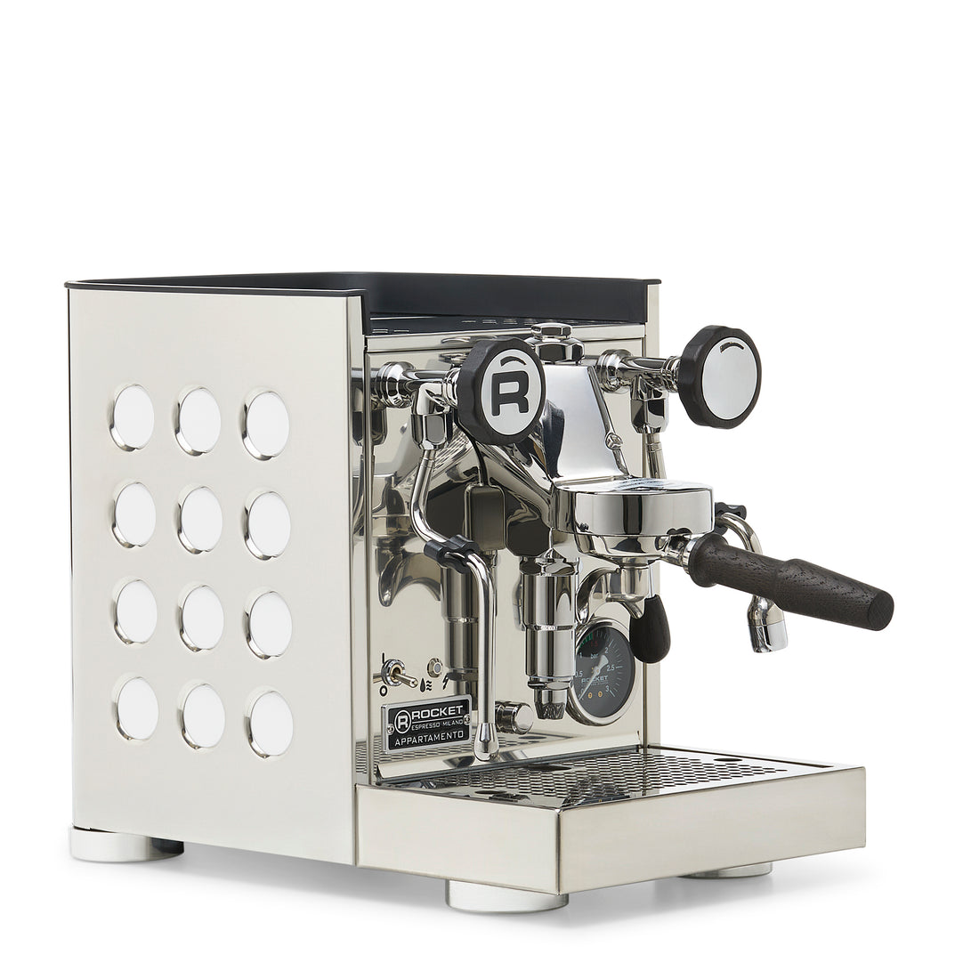 Rocket Espresso Appartamento TCA Espresso Machine - Stainless Steel with Black Stripe