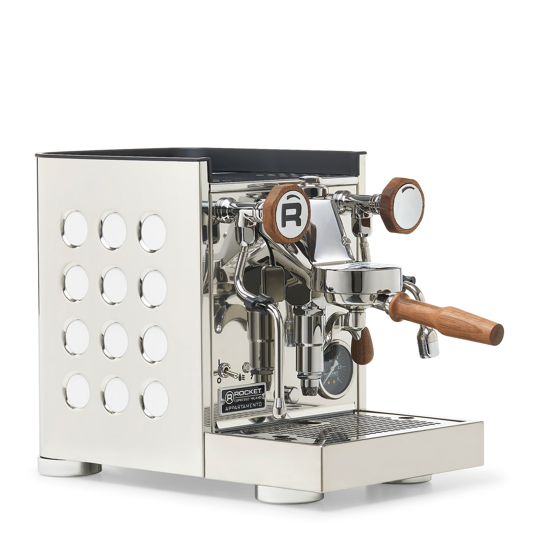 Rocket Espresso Appartamento TCA Espresso Machine - Stainless Steel with Black Stripe