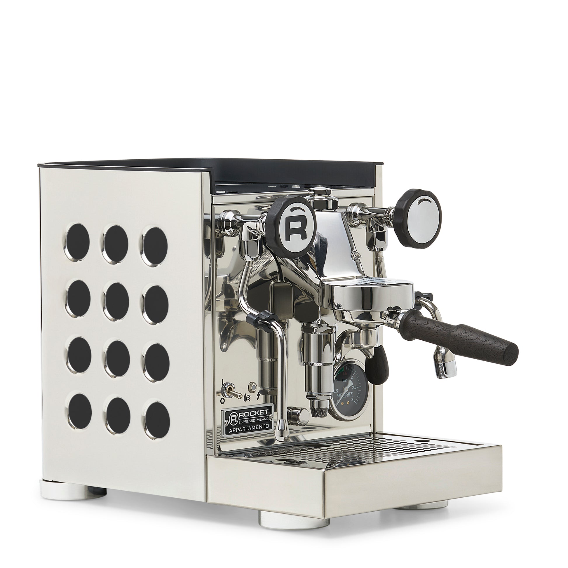 Rocket Espresso Appartamento TCA Espresso Machine - Stainless Steel with White Stripe