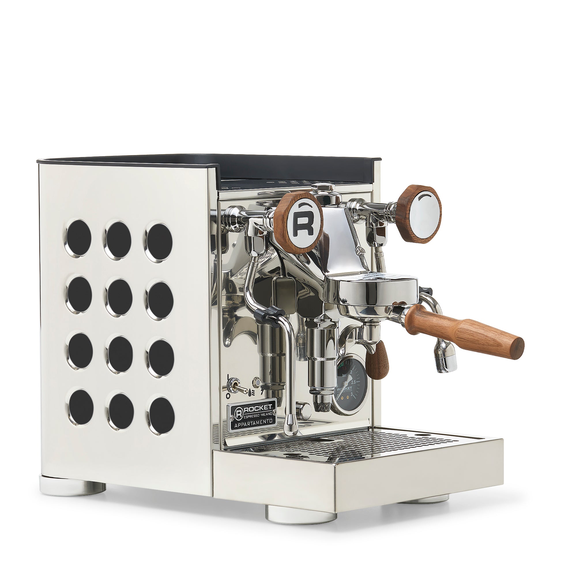 Rocket Espresso Appartamento TCA Espresso Machine - Stainless Steel with White Stripe