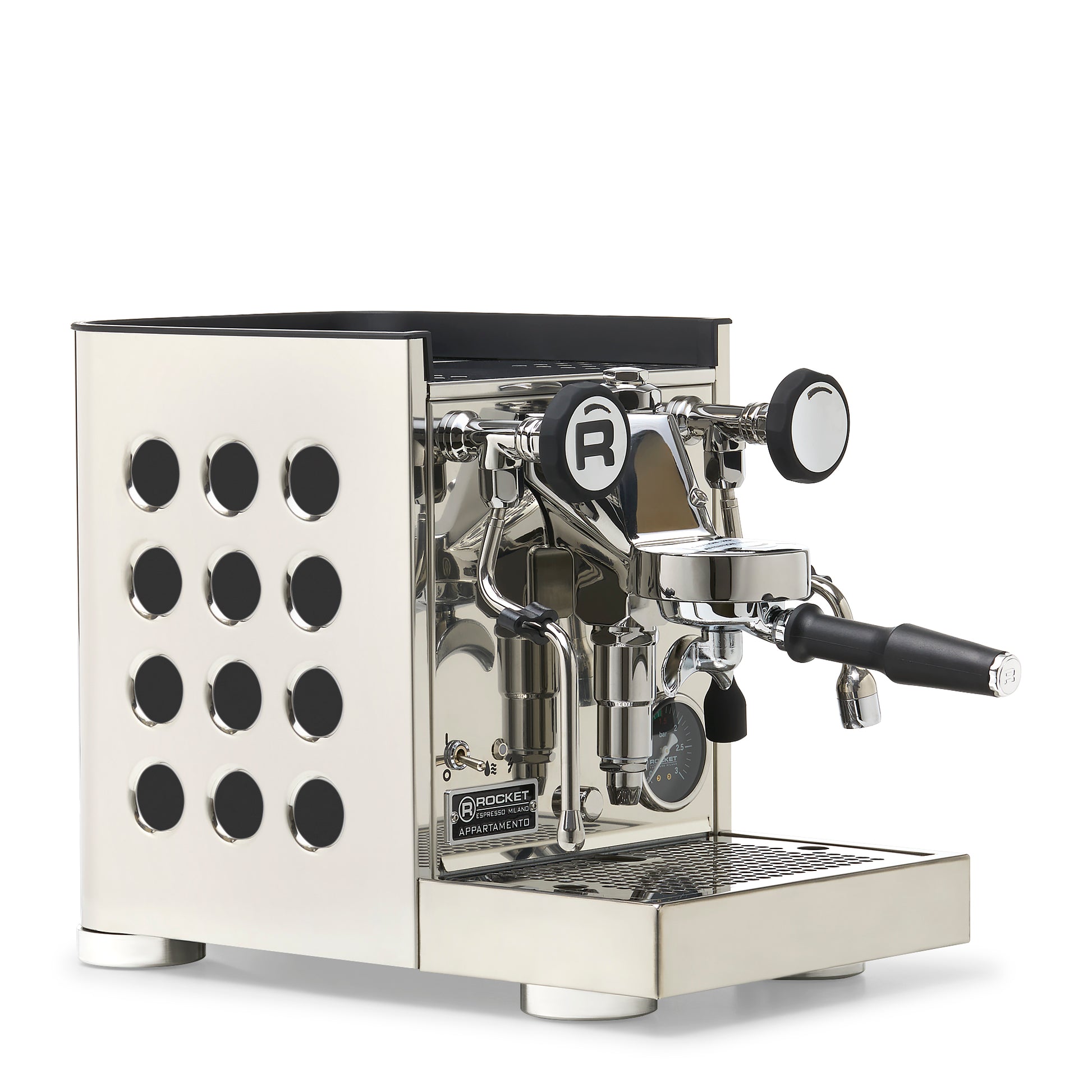 Rocket Espresso Appartamento TCA Espresso Machine - Stainless Steel with White Stripe