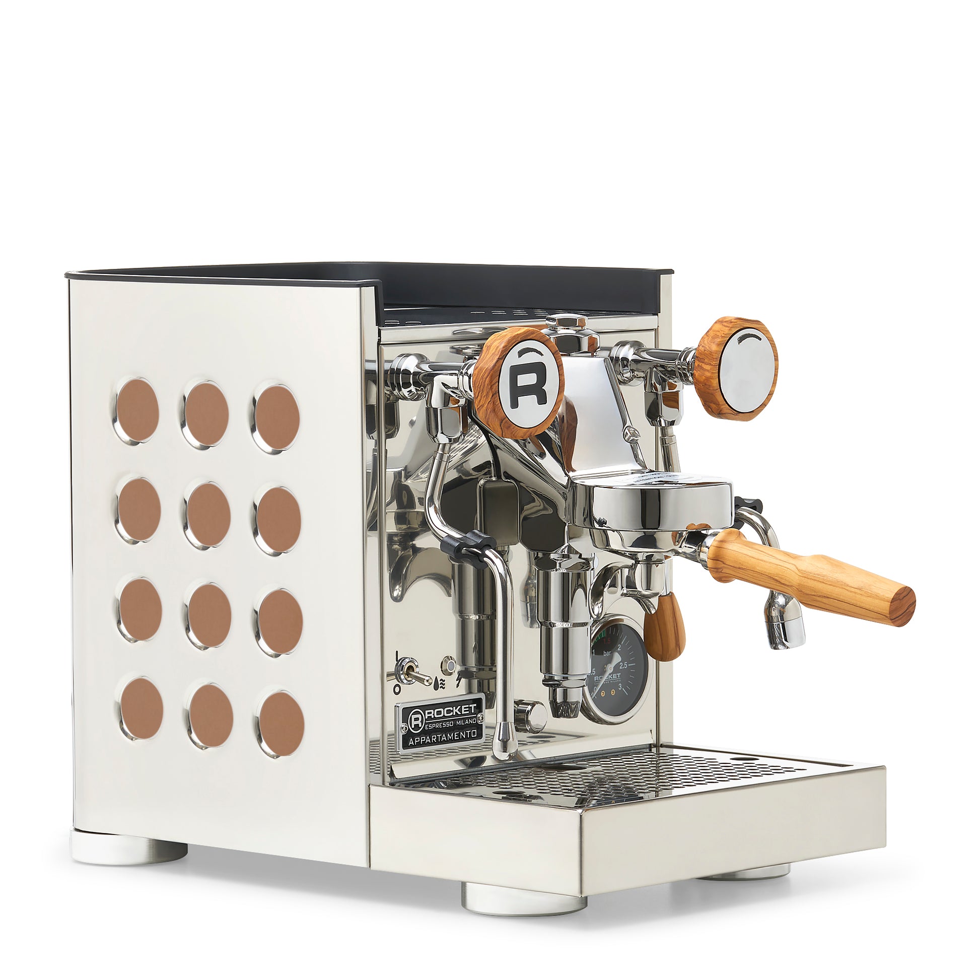 Rocket Espresso Appartamento TCA Espresso Machine - Stainless Steel with White Stripe