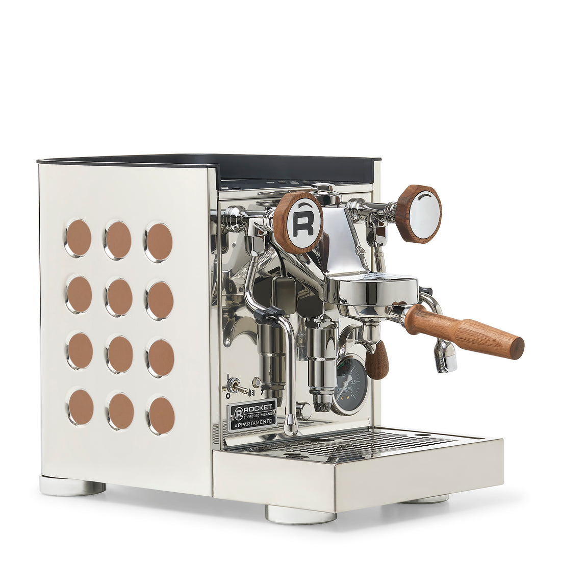 Rocket Espresso Appartamento TCA Espresso Machine - Stainless Steel with White Stripe
