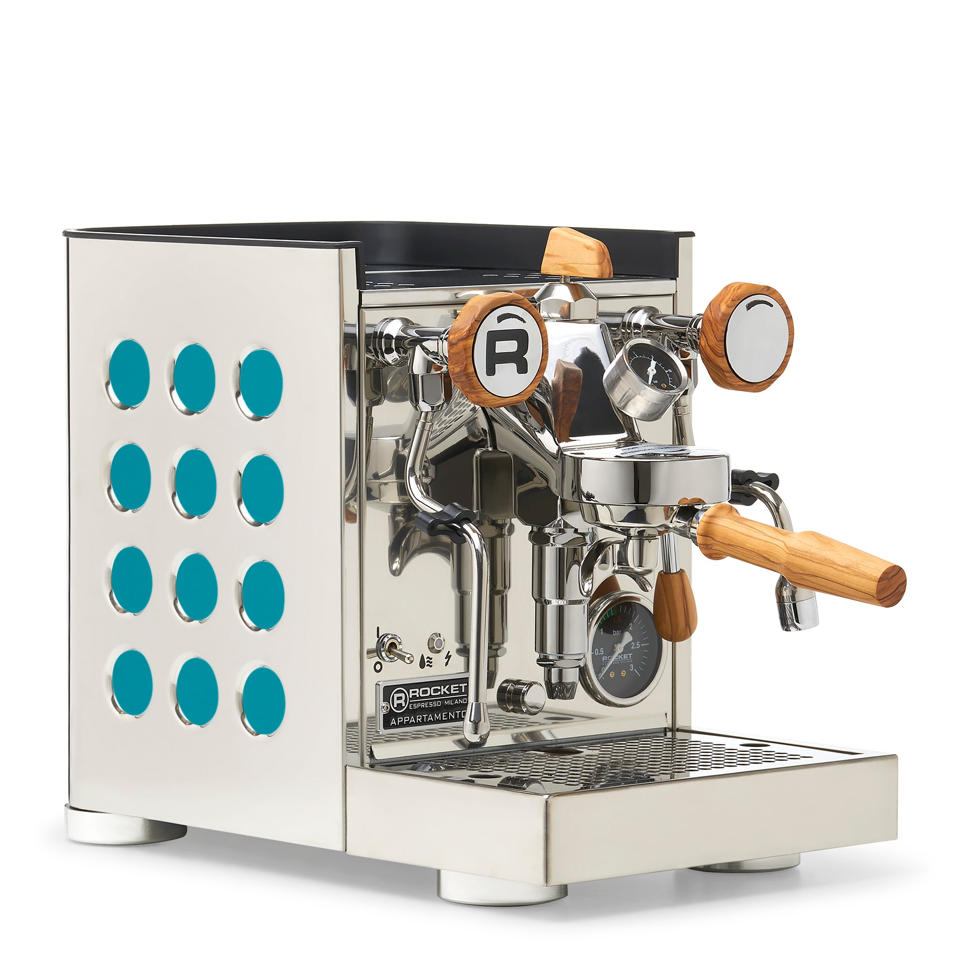 Rocket Espresso Appartamento TCA Espresso Machine - Stainless Steel with White Stripe
