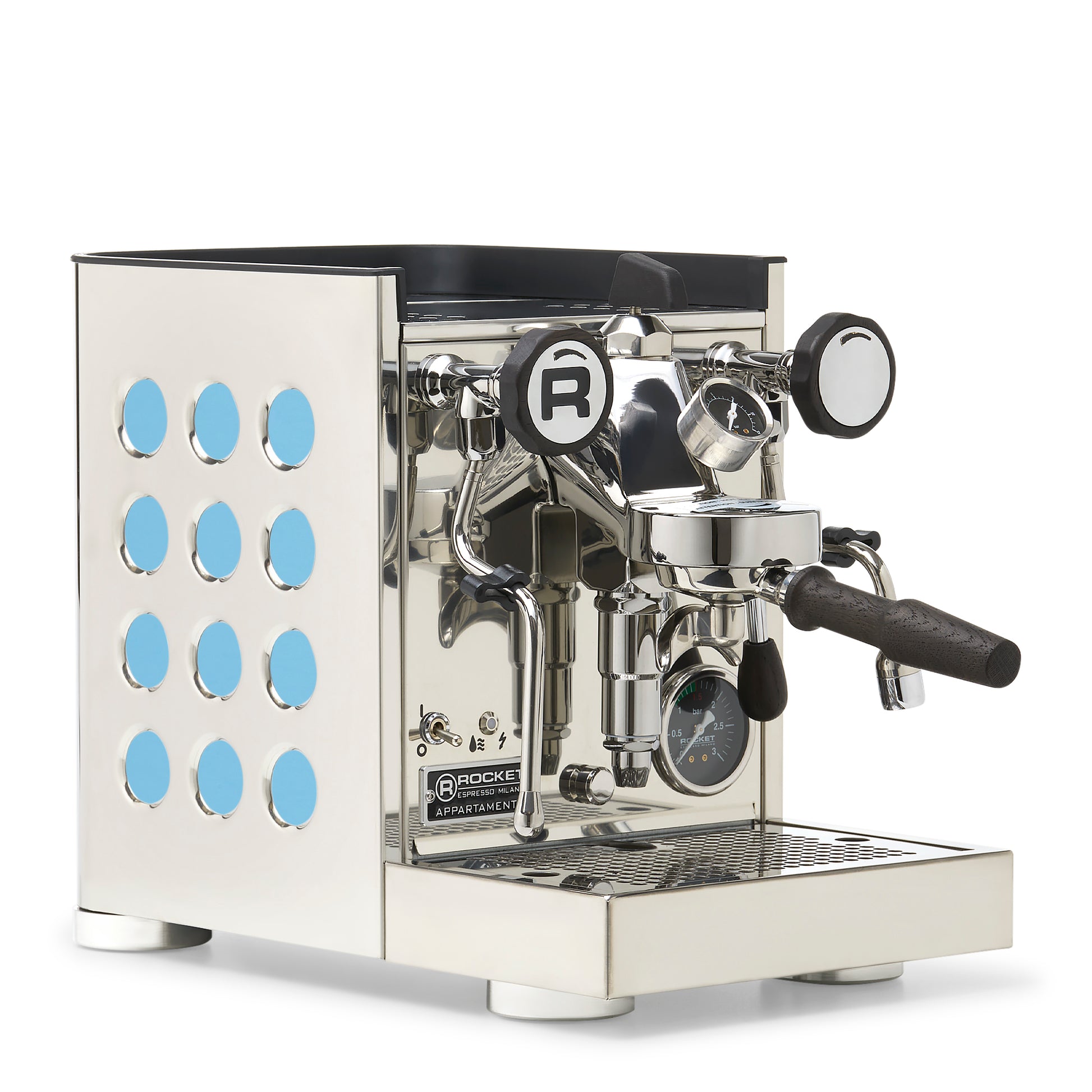 Rocket Espresso Appartamento TCA Espresso Machine - Stainless Steel with White Stripe