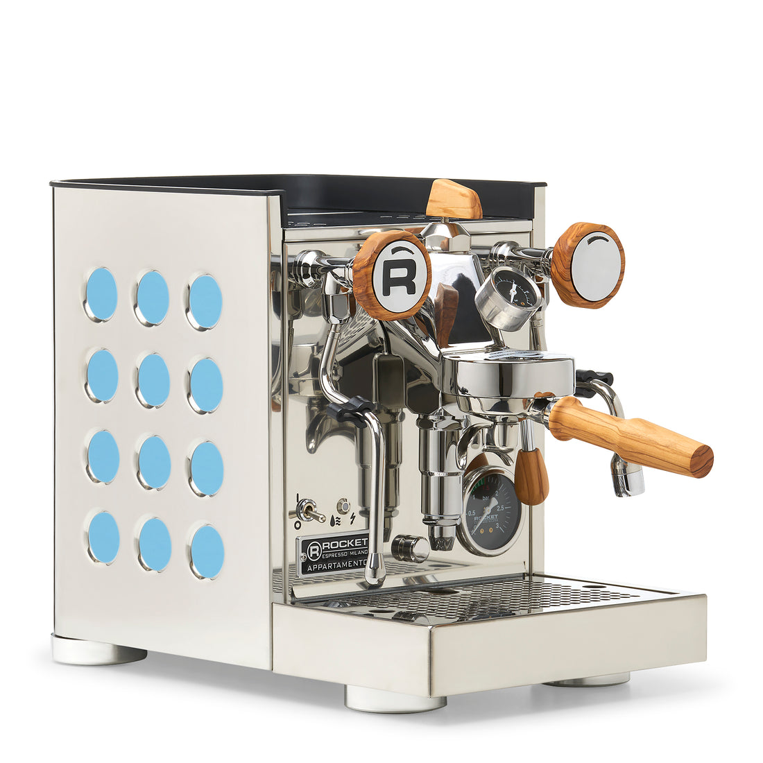 Rocket Espresso Appartamento TCA Espresso Machine - Stainless Steel with White Stripe