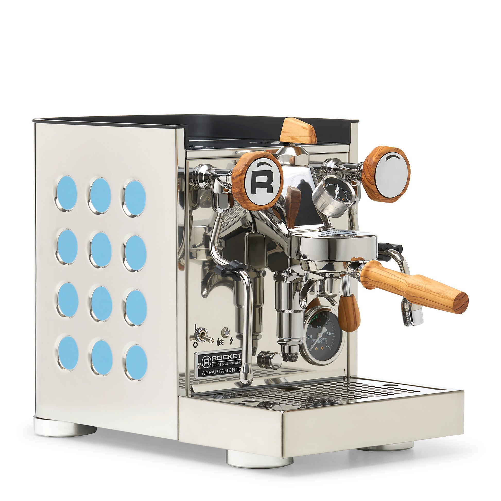 Rocket Espresso Appartamento TCA Espresso Machine - Stainless Steel with White Stripe