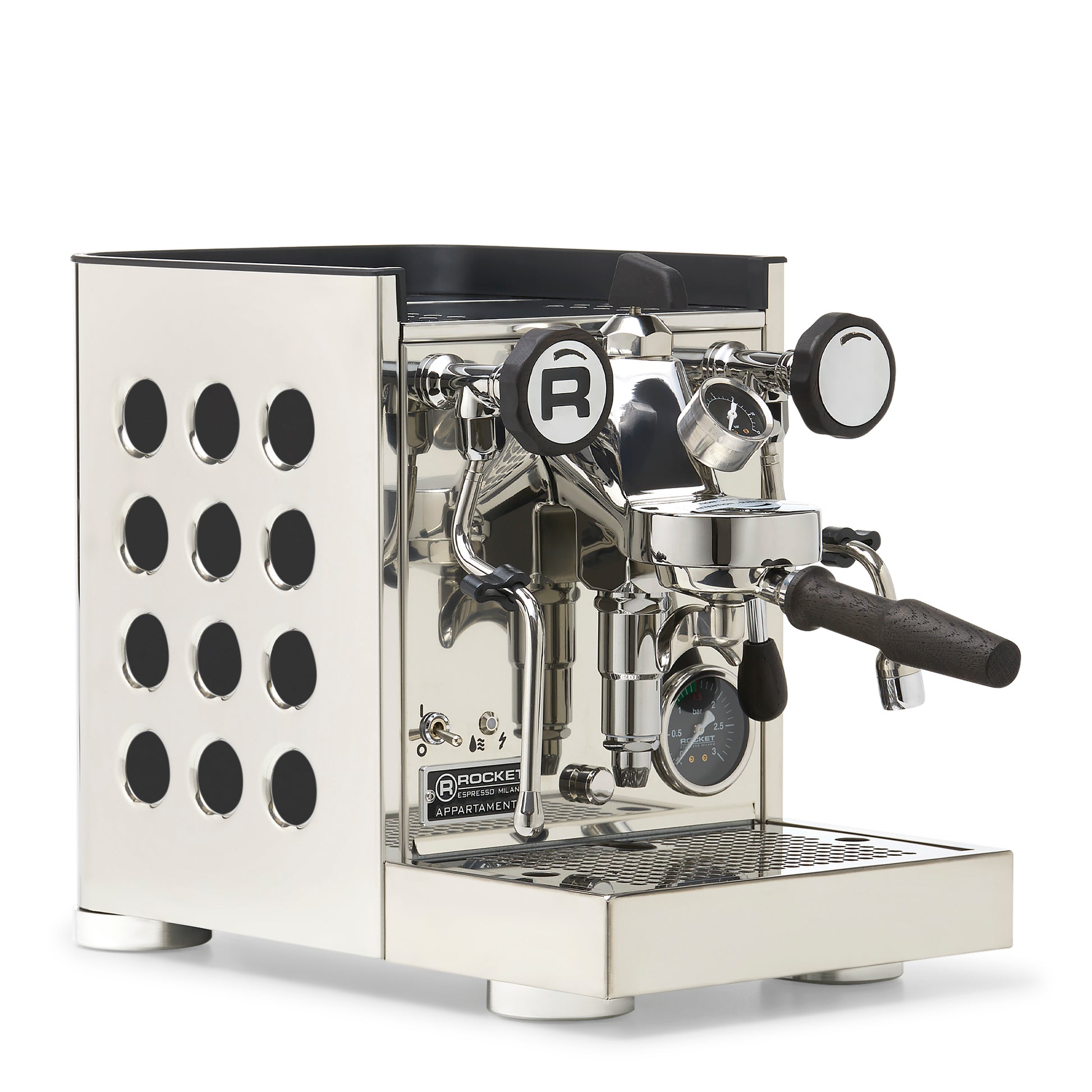 Rocket Espresso Appartamento TCA Espresso Machine - Stainless Steel with White Stripe
