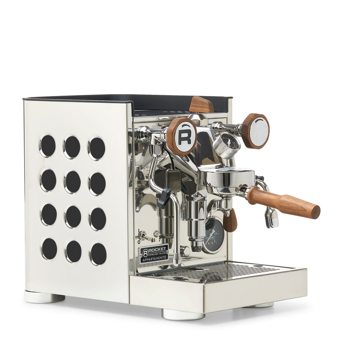 Rocket Espresso Appartamento TCA Espresso Machine - Stainless Steel with White Stripe