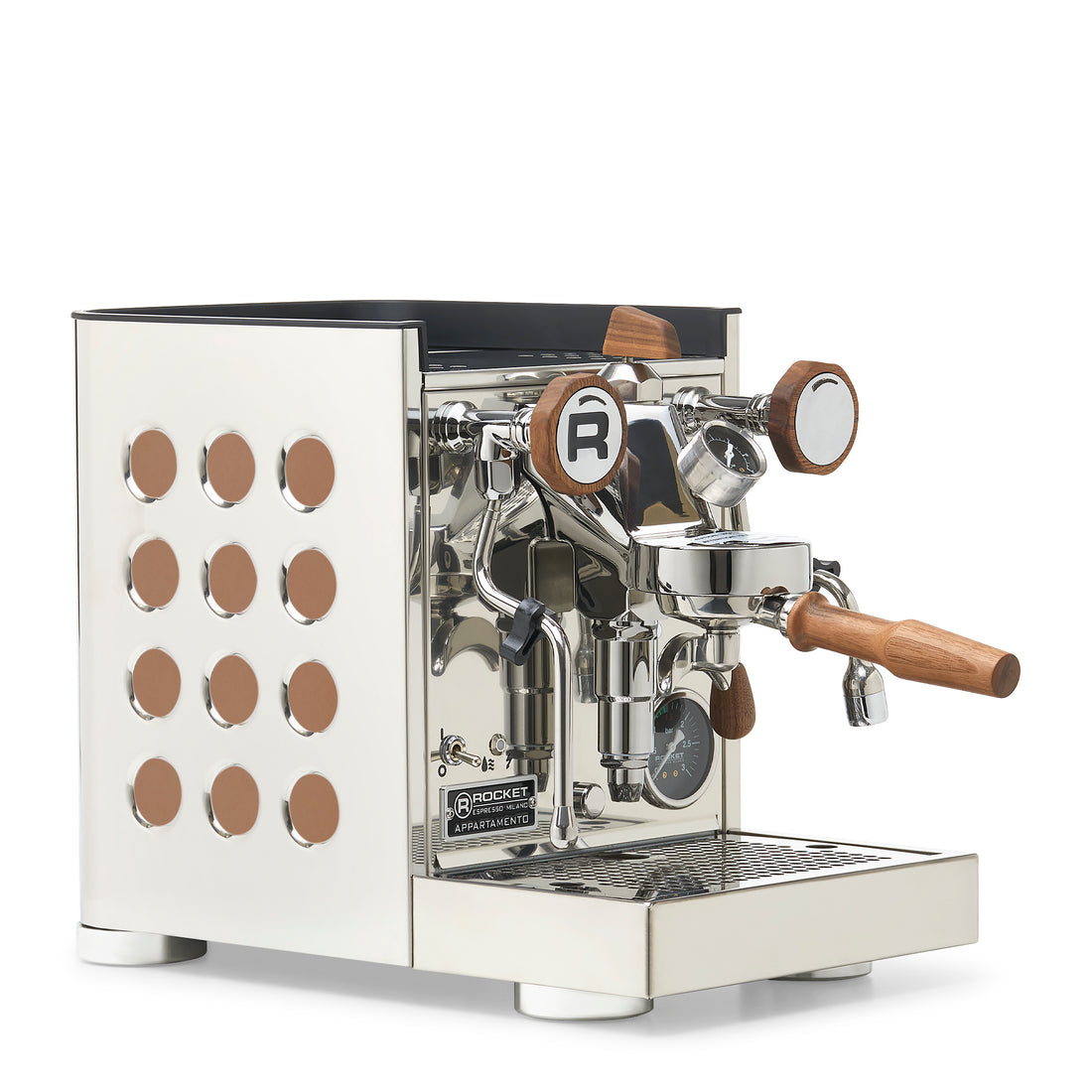 Rocket Espresso Appartamento TCA Espresso Machine - Stainless Steel with White Stripe