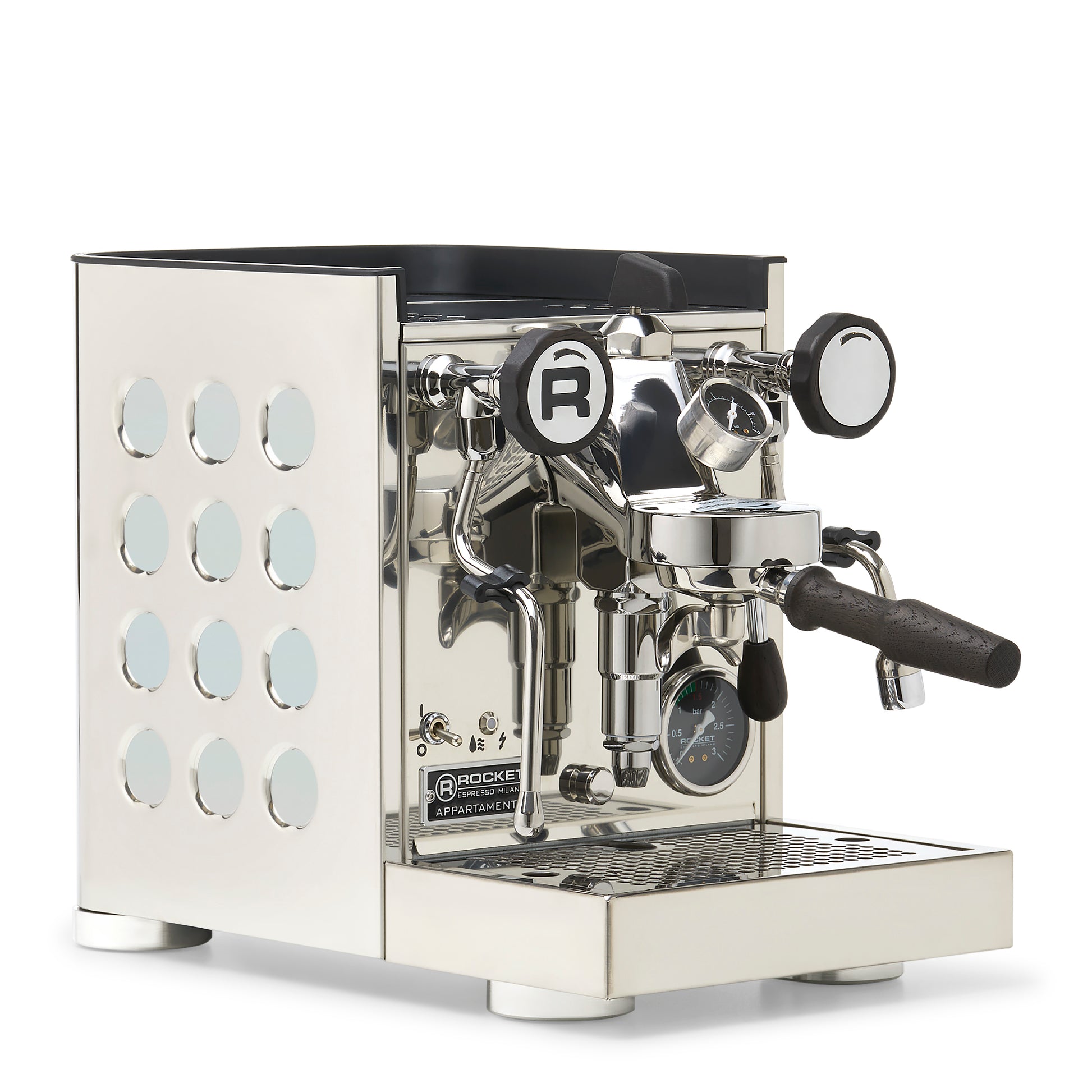 Rocket Espresso Appartamento TCA Espresso Machine - Stainless Steel with White Stripe