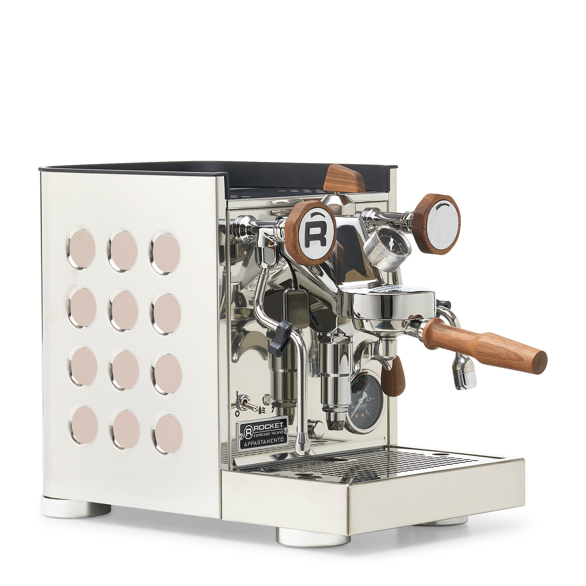Rocket Espresso Appartamento TCA Espresso Machine - Stainless Steel with White Stripe