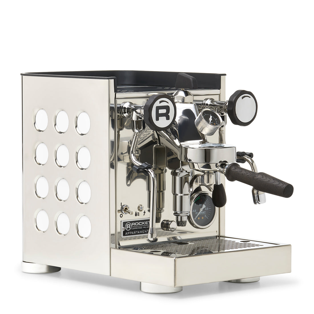 Rocket Espresso Appartamento TCA Espresso Machine - Stainless Steel with White Stripe