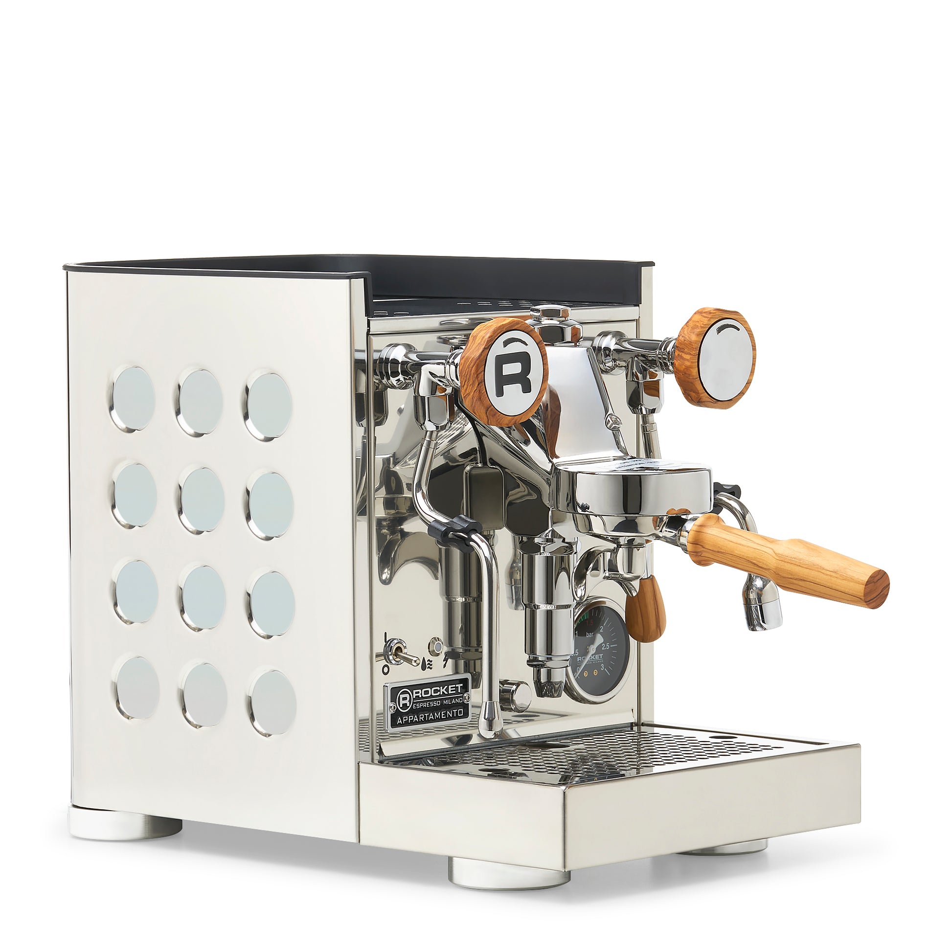 Rocket Espresso Appartamento TCA Espresso Machine - Stainless Steel with White Stripe
