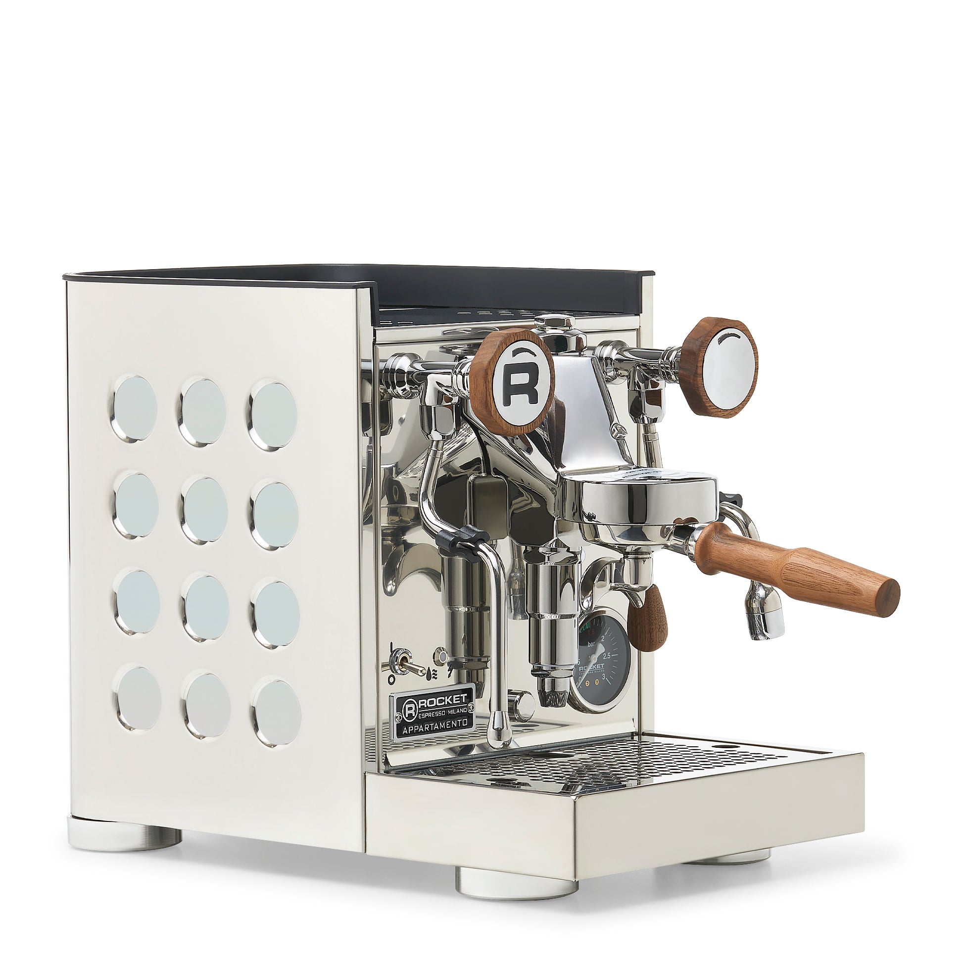 Rocket Espresso Appartamento TCA Espresso Machine - Stainless Steel with White Stripe