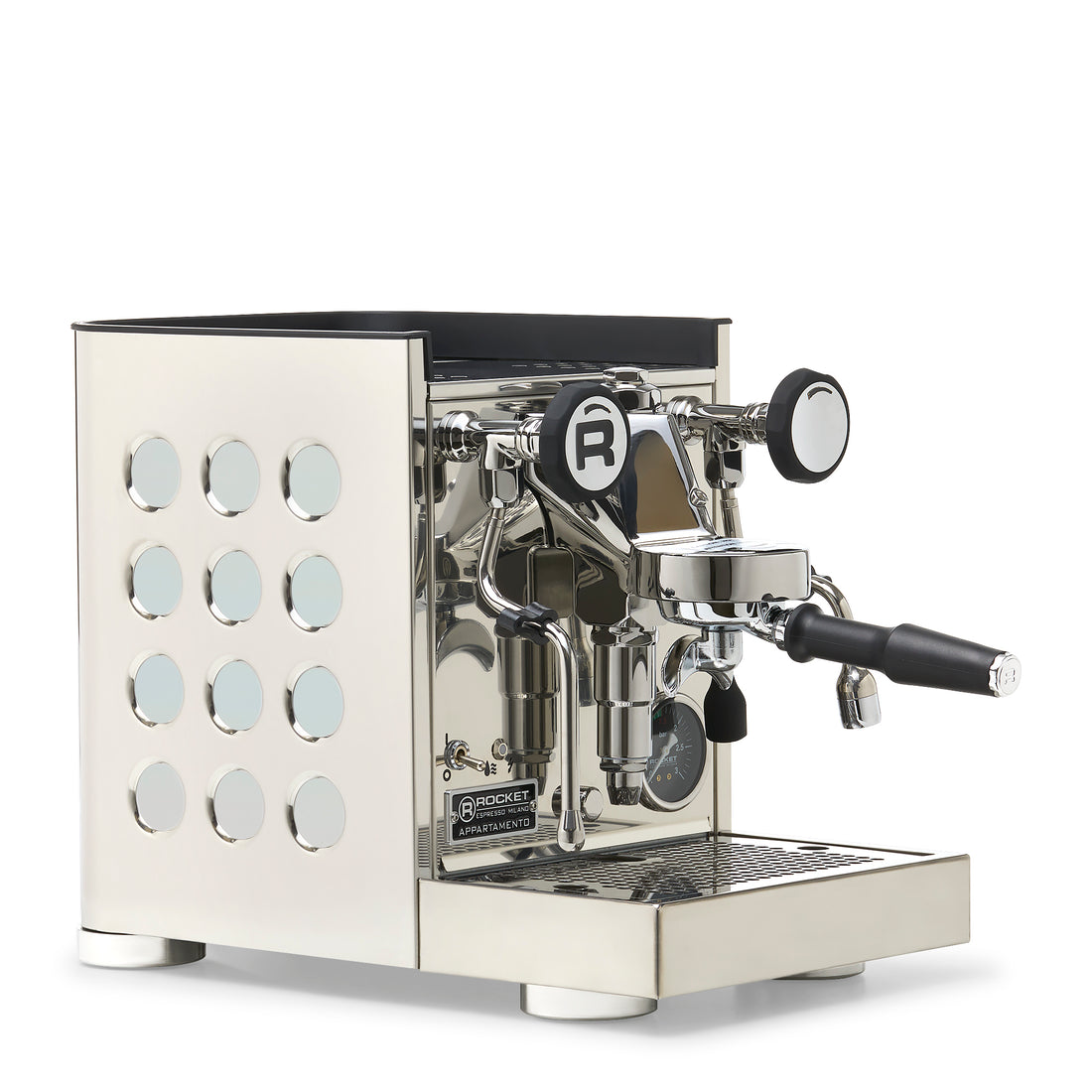 Rocket Espresso Appartamento TCA Espresso Machine - Stainless Steel with White Stripe