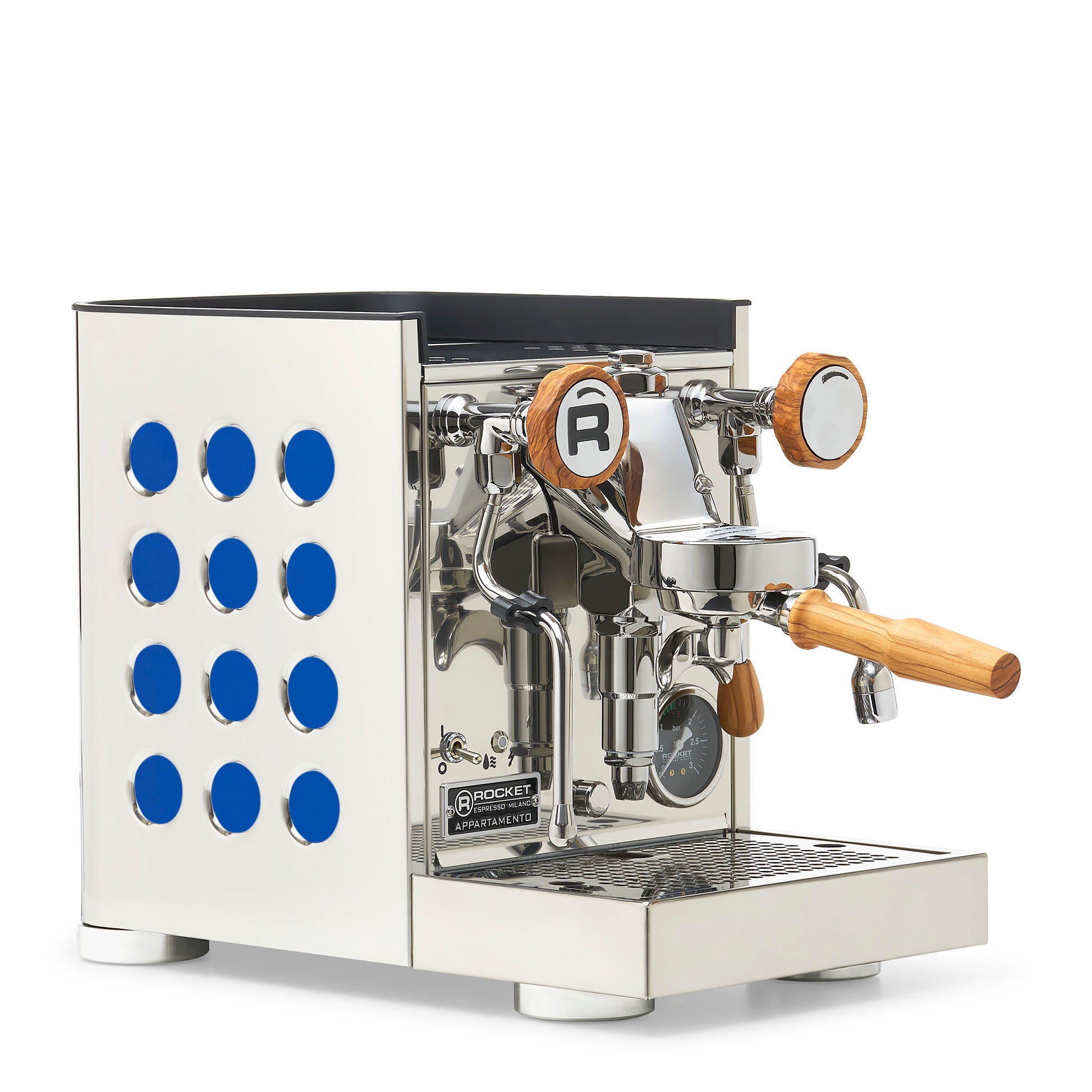 Rocket Espresso Appartamento TCA Espresso Machine - Stainless Steel with White Stripe