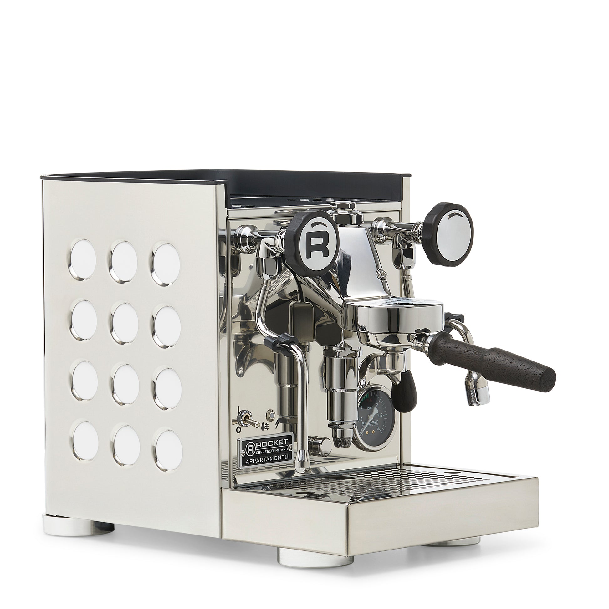 Rocket Espresso Appartamento TCA Espresso Machine - Stainless Steel with White Stripe