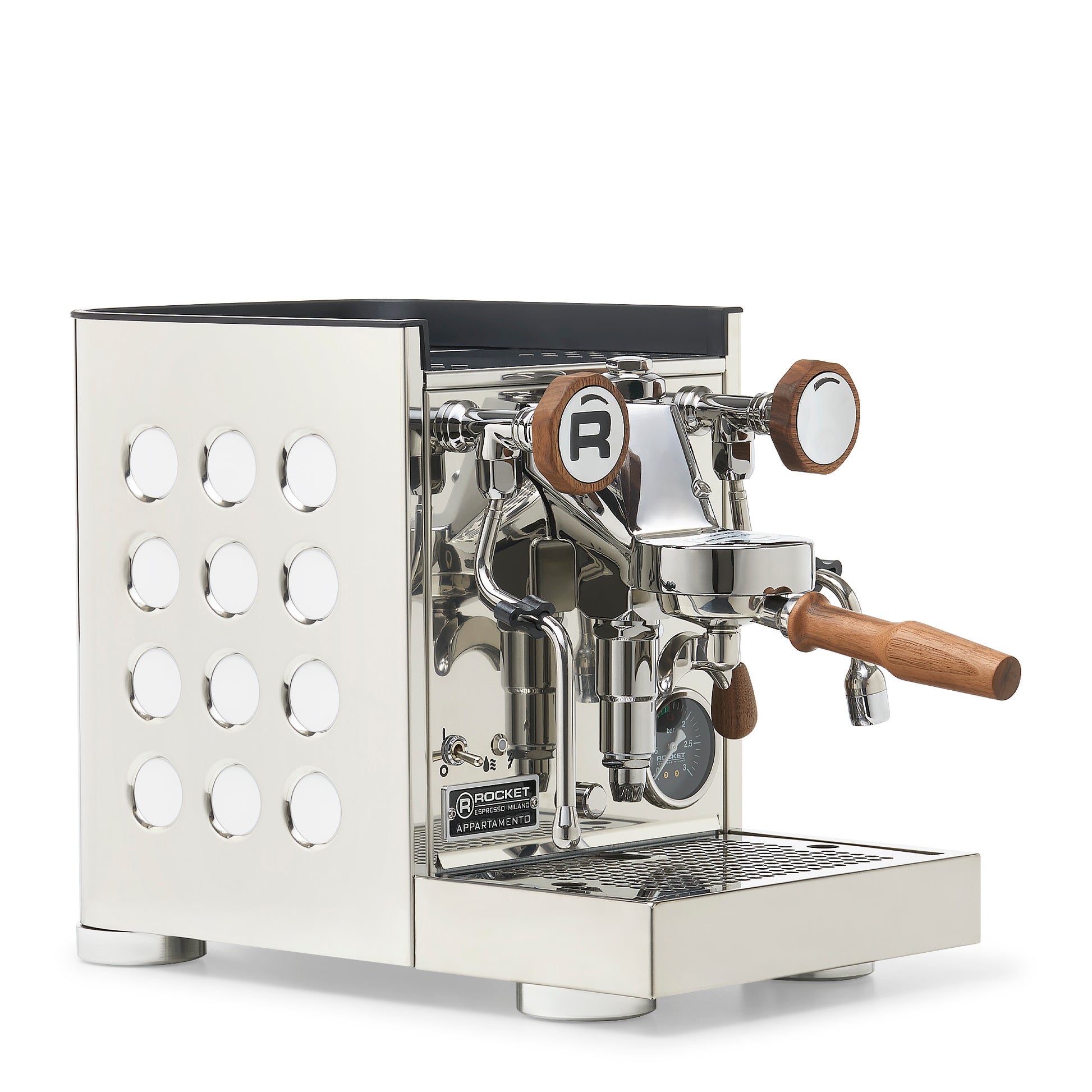Rocket Espresso Appartamento TCA Espresso Machine - Stainless Steel with White Stripe
