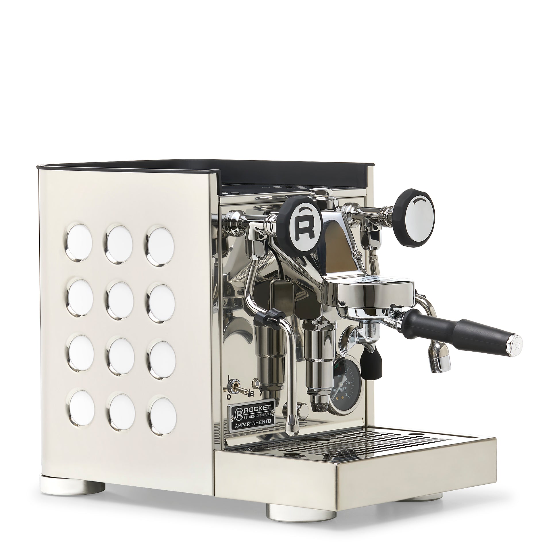 Rocket Espresso Appartamento TCA Espresso Machine - Stainless Steel with White Stripe