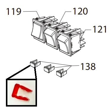 Gaggia Classic Pro/EVO/E24: Red Rectangular Lens | GA-421944091431