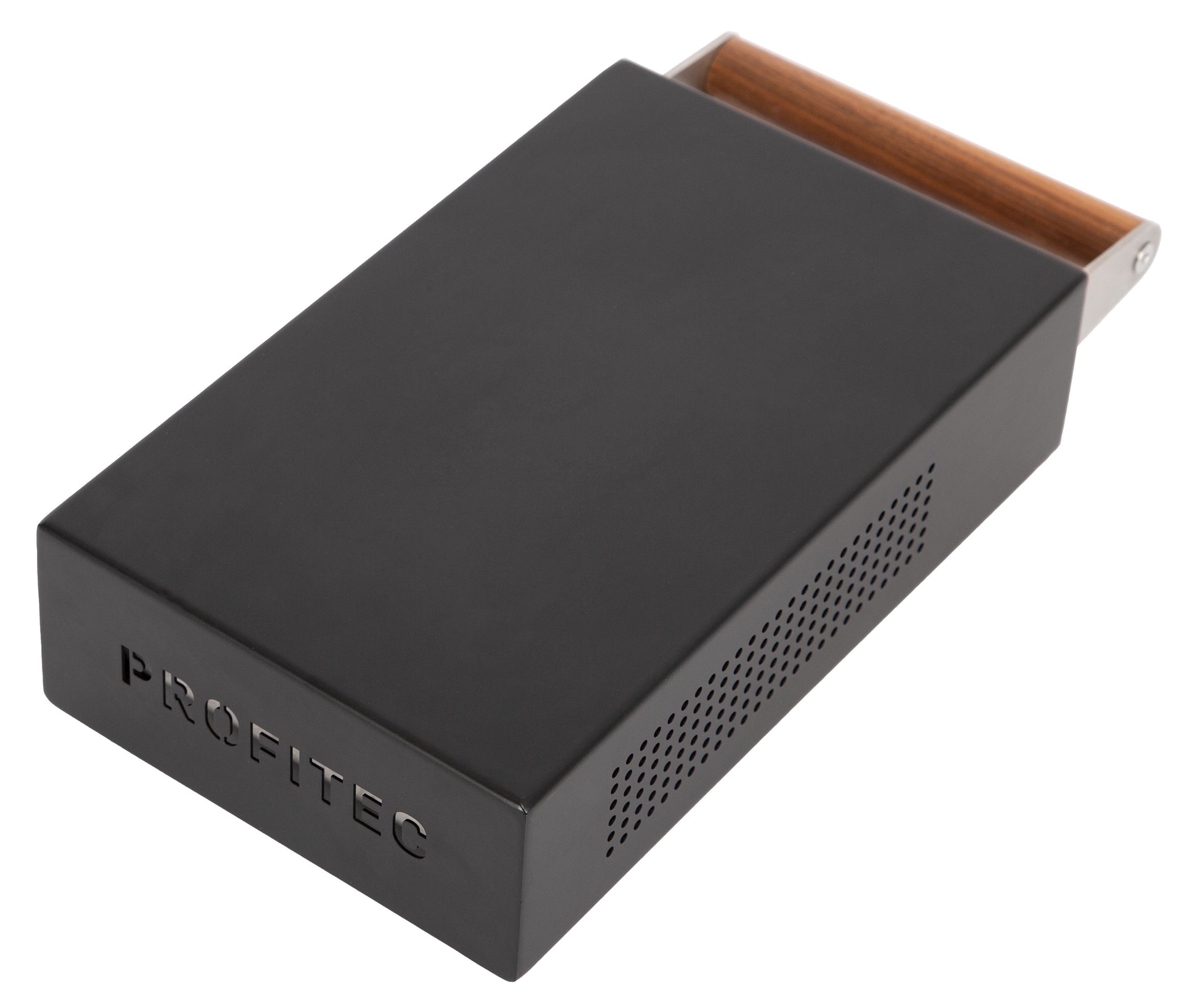 Profitec Knock Drawer Matte Black with Wooden Handle Rear || Matte Black