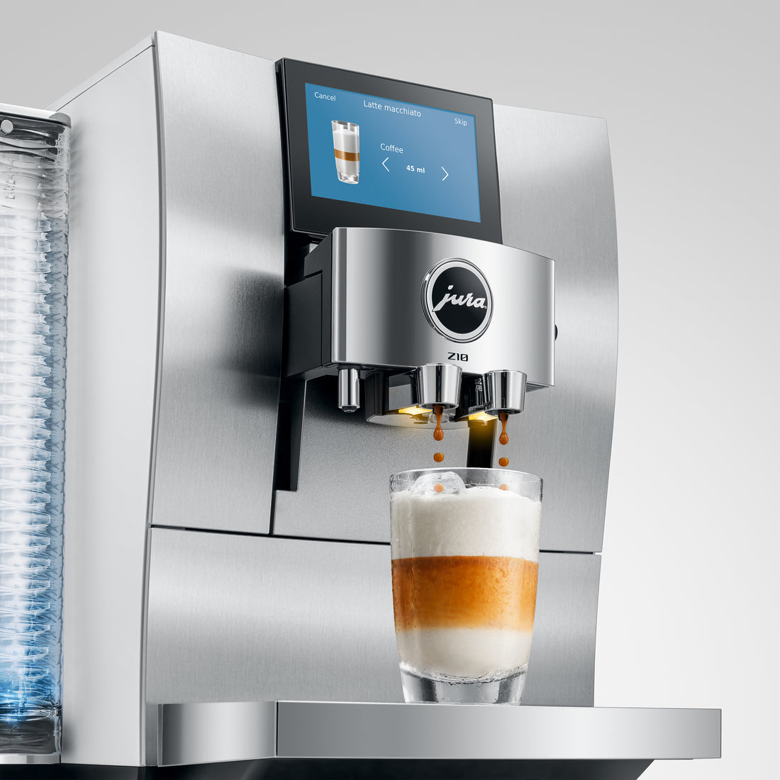 A cold brew latte macchiato being prepared by a JURA Z10