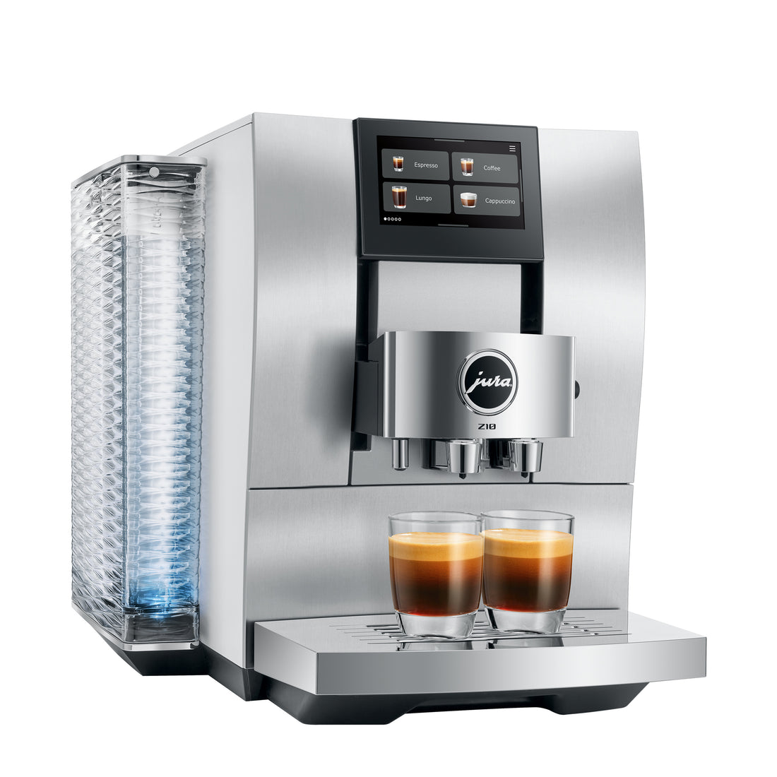 JURA Z10 automatic coffee machine in aluminium white with two espressos