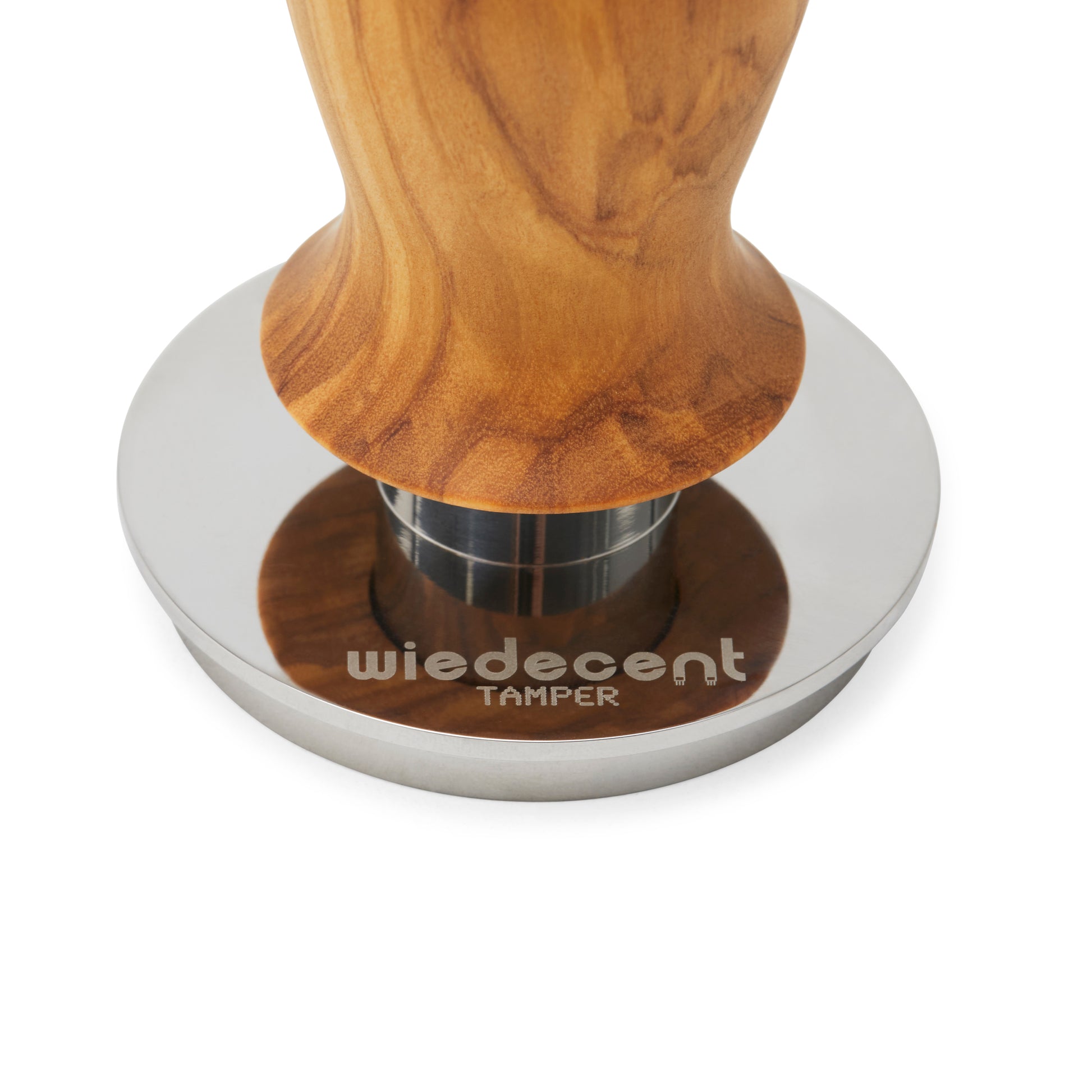 Wiedemann Wiedecent Tamper in Olive Wood from Downward Angle || Olive Wood