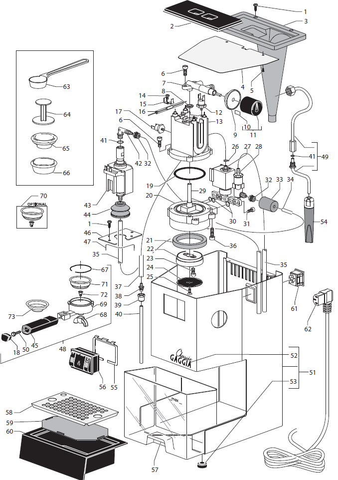 Gaggia Classic Stainless Steel Part Diagram: ER0182-1